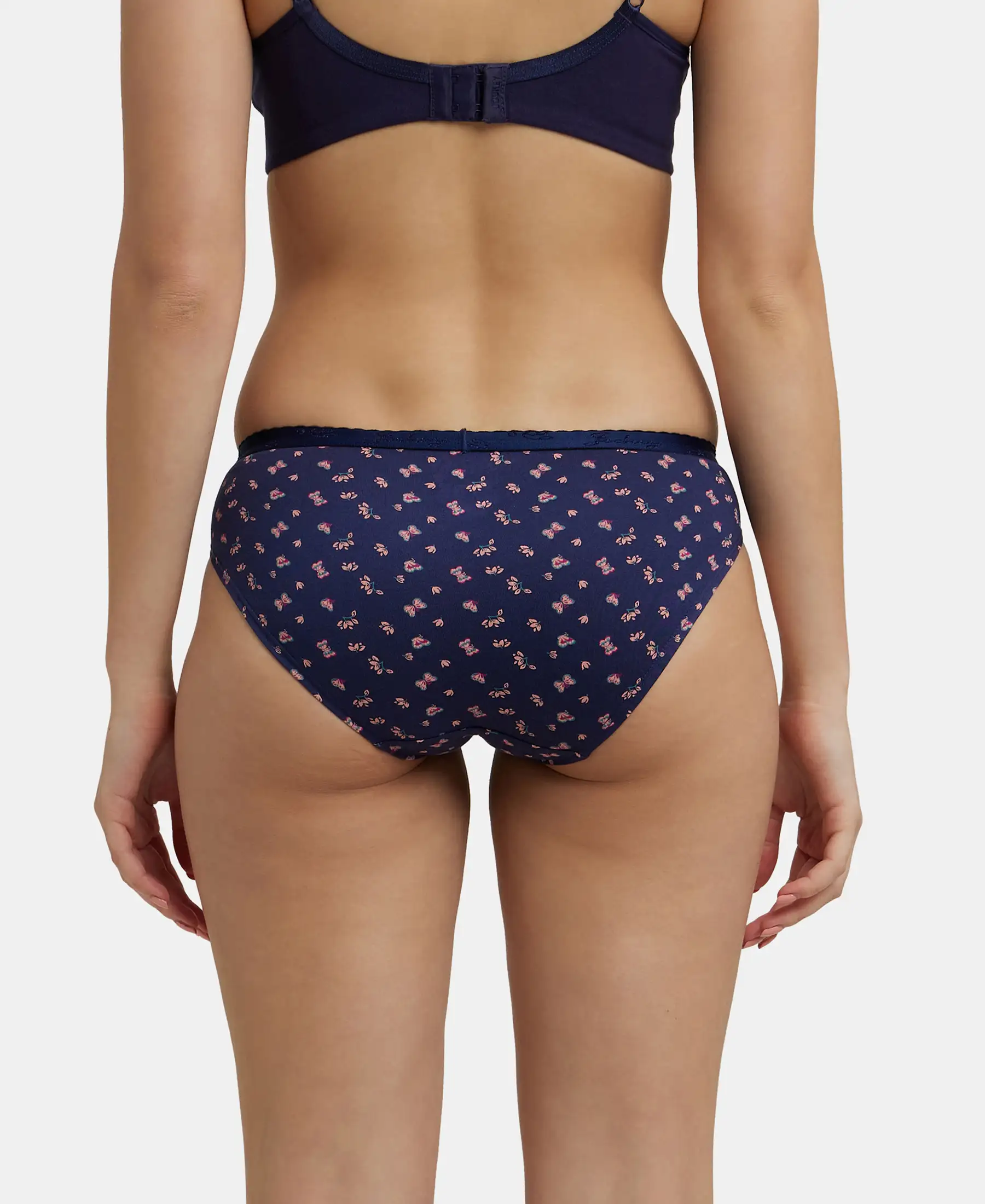 Medium Coverage Super Combed Cotton Bikini With Exposed Waistband and StayFresh Treatment - Dark Prints (Pack of 3) - Image 15