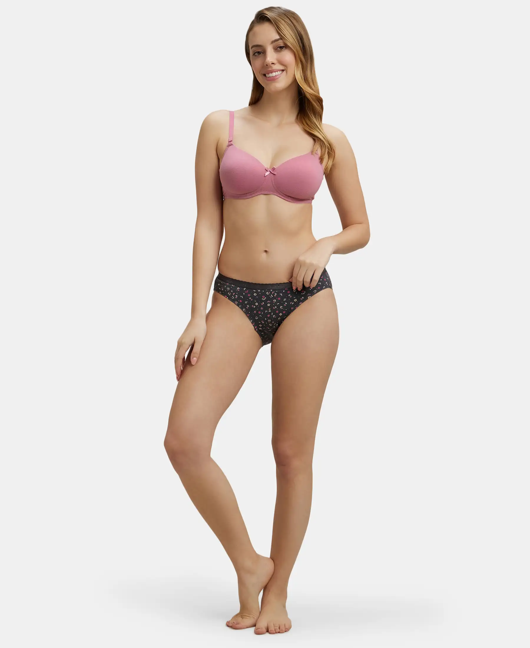 Medium Coverage Super Combed Cotton Bikini With Exposed Waistband and StayFresh Treatment - Dark Prints (Pack of 3) - Image 4