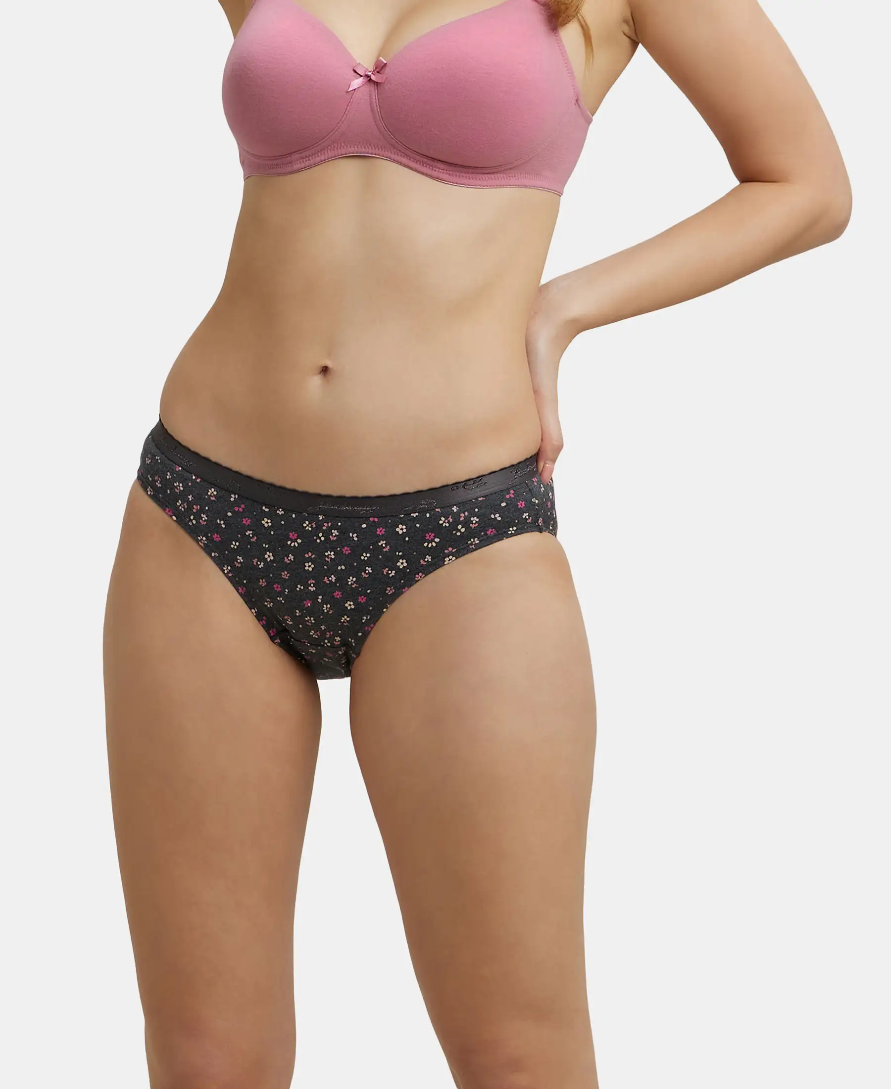 Medium Coverage Super Combed Cotton Bikini With Exposed Waistband and StayFresh Treatment - Dark Prints (Pack of 3) - Image 8