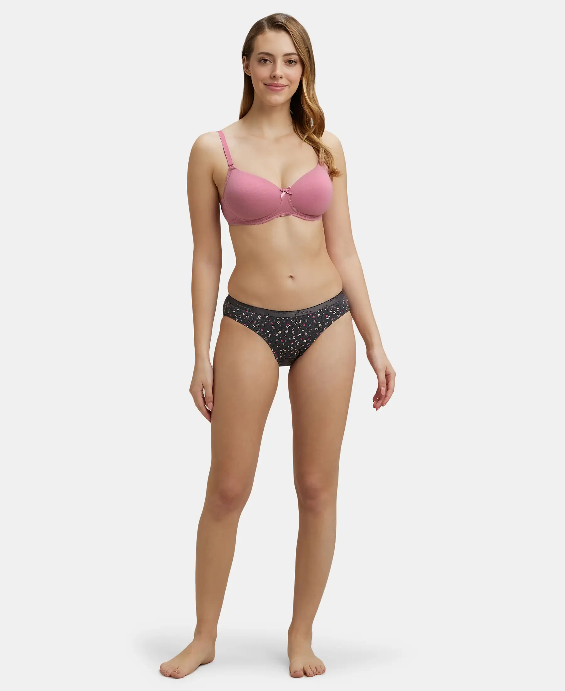 Medium Coverage Super Combed Cotton Bikini With Exposed Waistband and StayFresh Treatment - Dark Prints (Pack of 3) - Image 9
