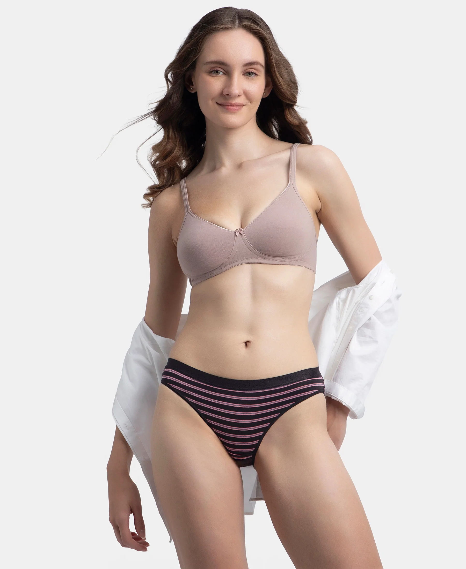 Medium Coverage Super Combed Cotton Elastane Stretch Mid Waist Bikini With Exposed Waistband and StayFresh Treatment - Black, Classic Navy & Valerian (Pack of 3) - Image 11
