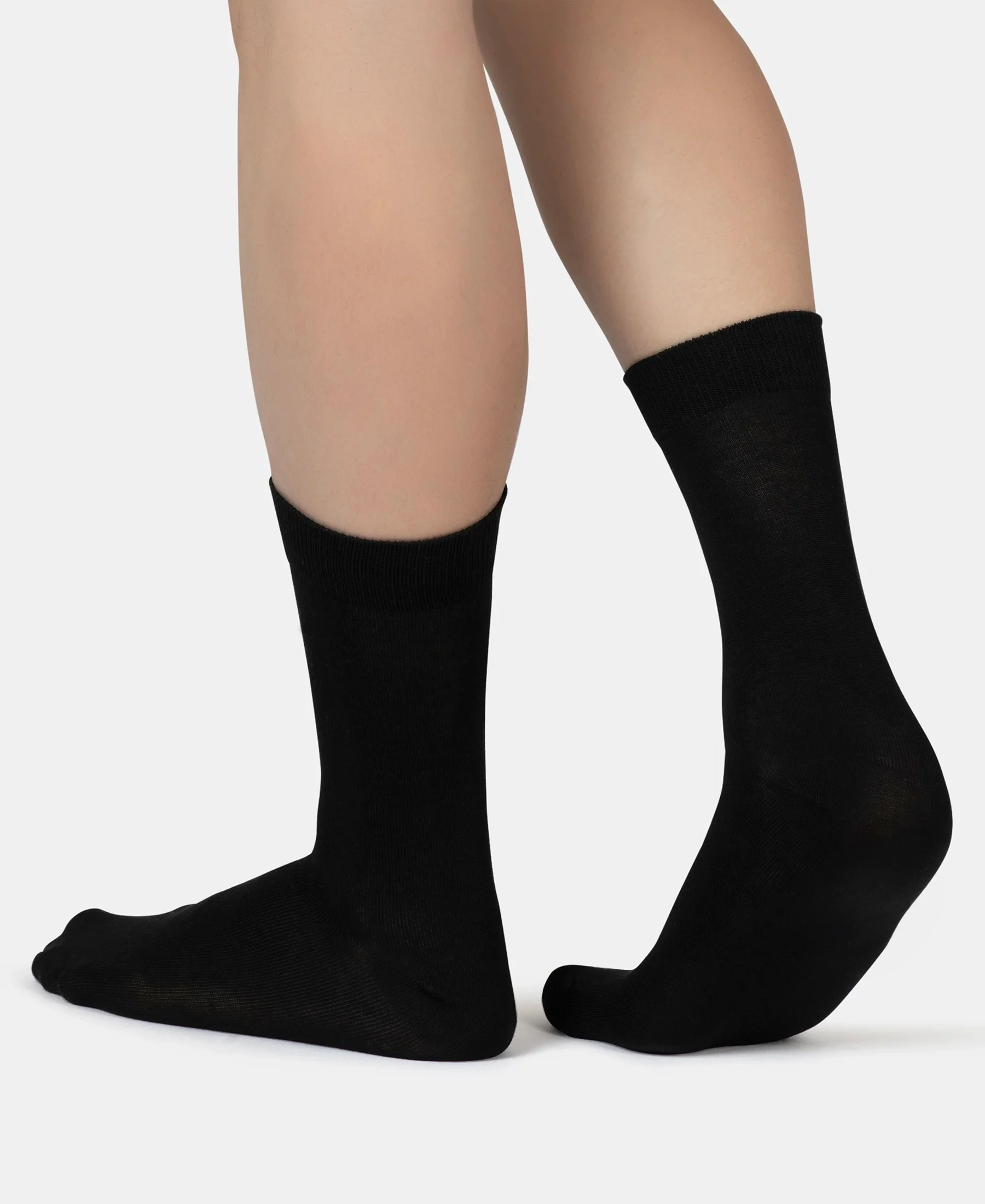 Mercerized Cotton Elastane Stretch Crew Length Socks with StayFresh Treatment - Black & Navy (Pack of 2) - Image 10