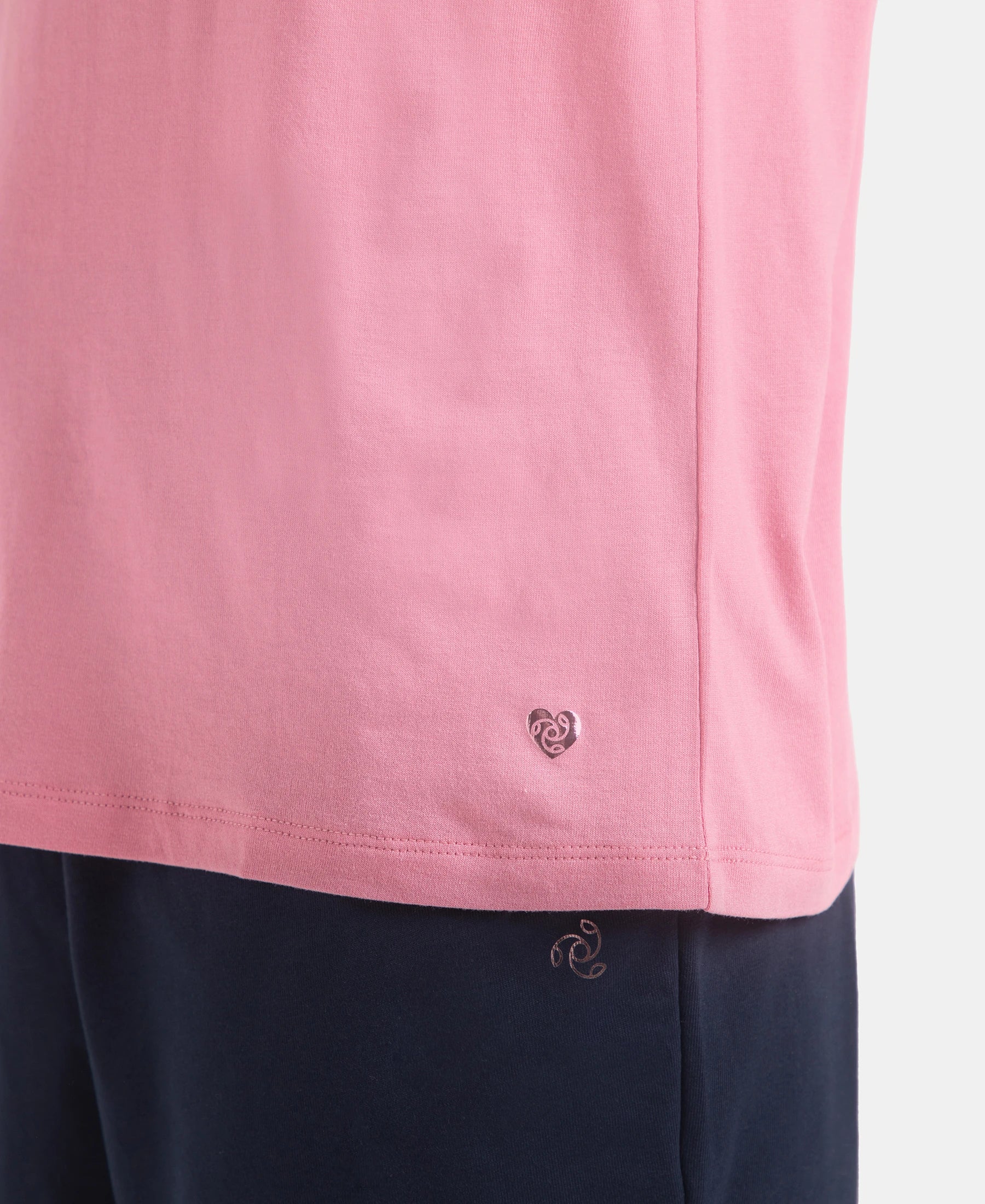 Micro Modal Cotton Relaxed Fit Solid V Neck Half Sleeve T-Shirt - Cashmere Rose - Image 8