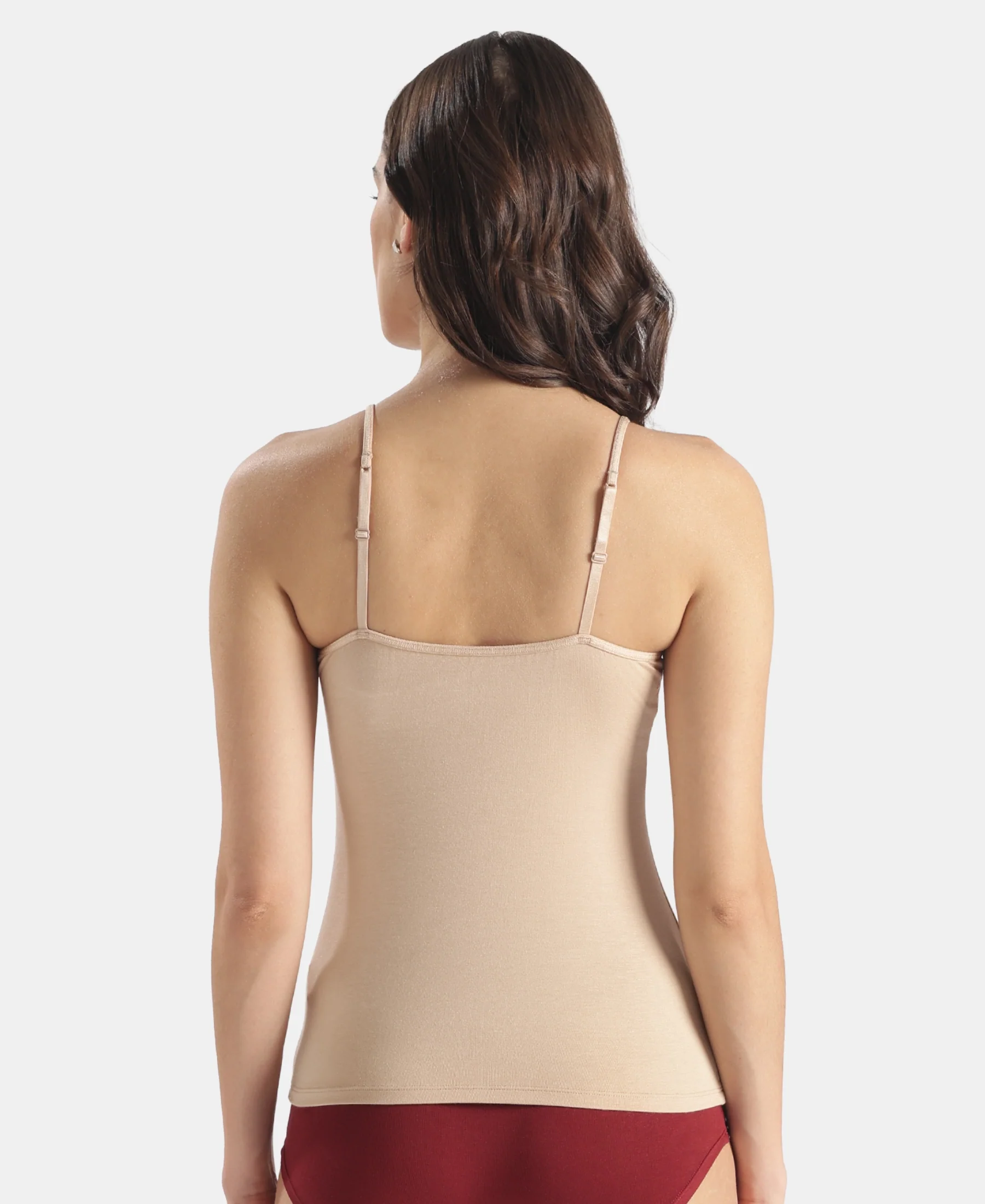 Micro Modal Elastane Stretch Camisole with Adjustable Straps and StayFresh Treatment - Skin (Pack of 2) - Image 3