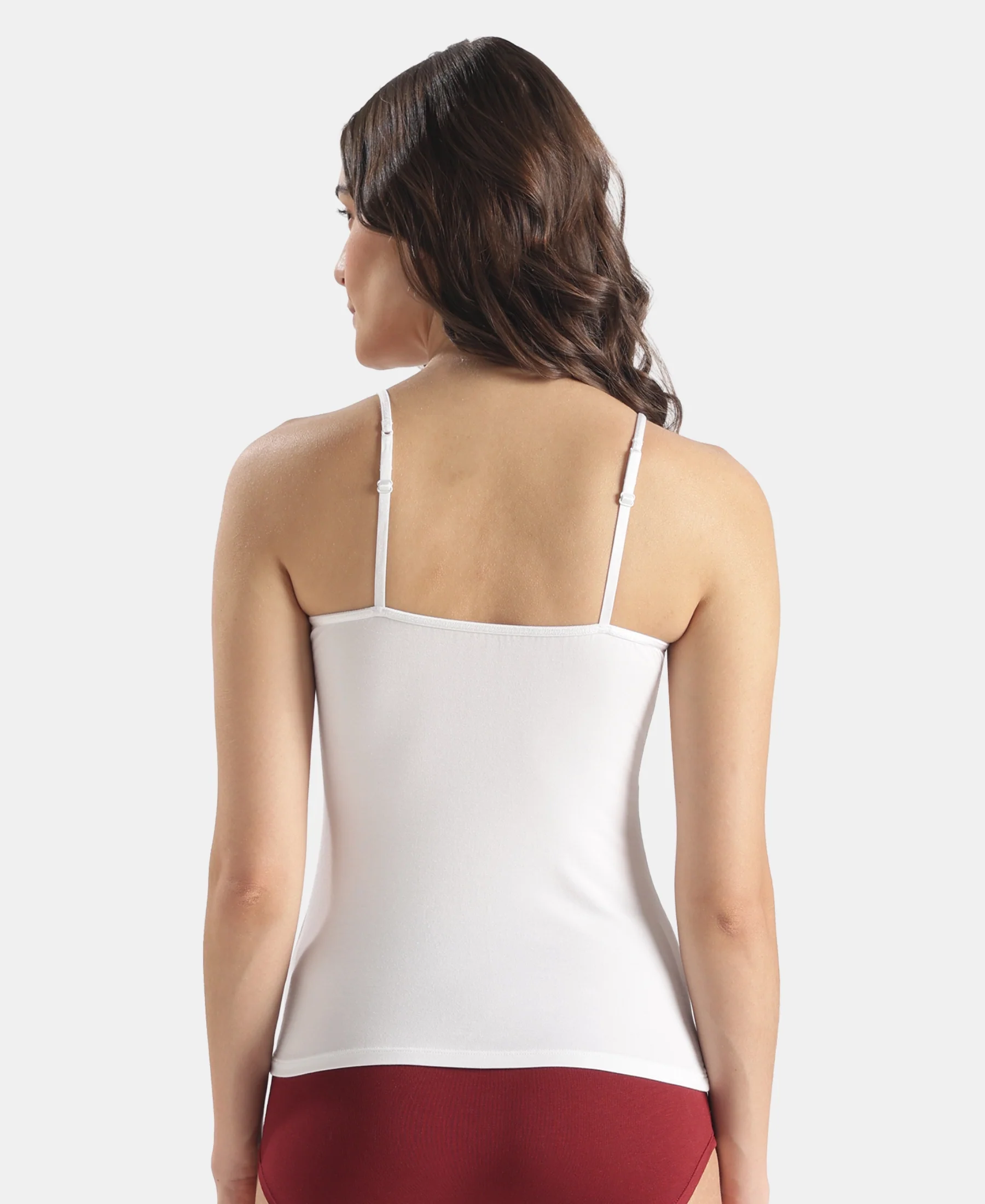 Micro Modal Elastane Stretch Camisole with Adjustable Straps and StayFresh Treatment - White (Pack of 2) - Image 3