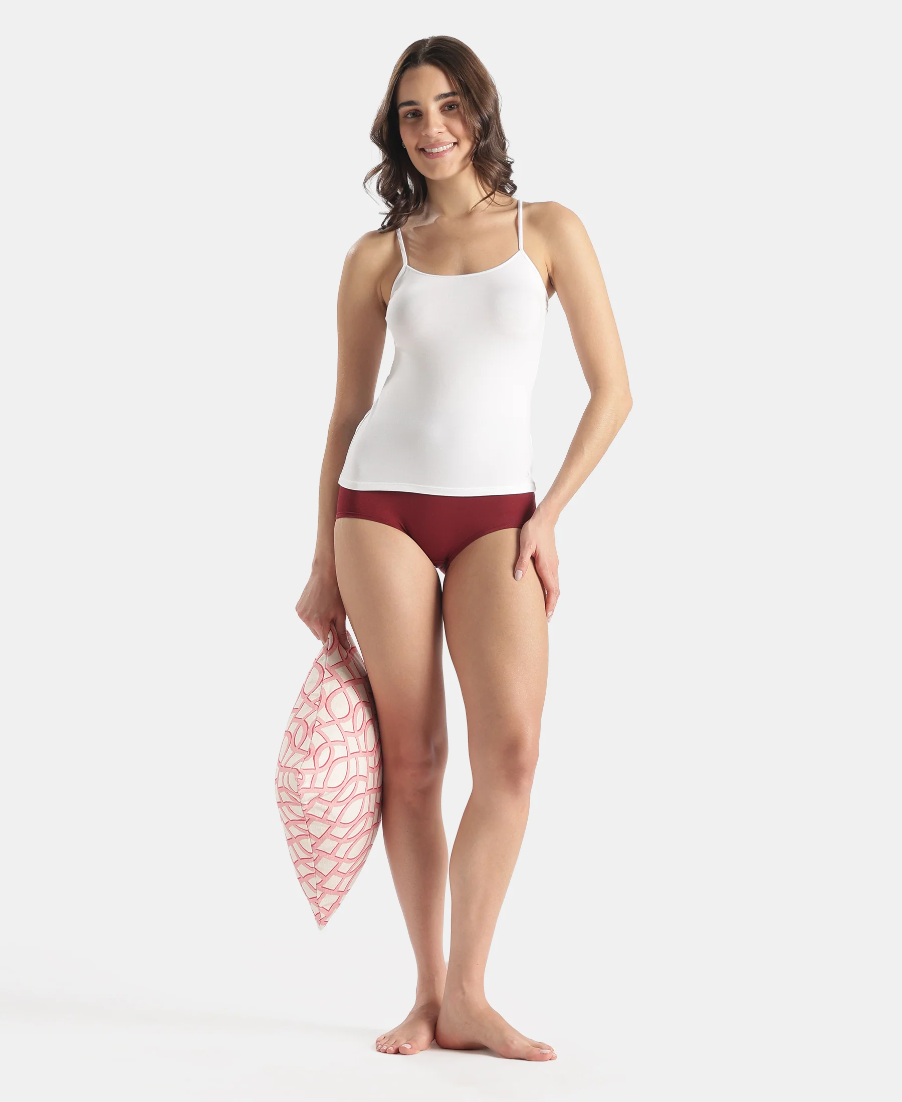 Micro Modal Elastane Stretch Camisole with Adjustable Straps and StayFresh Treatment - White (Pack of 2) - Image 4
