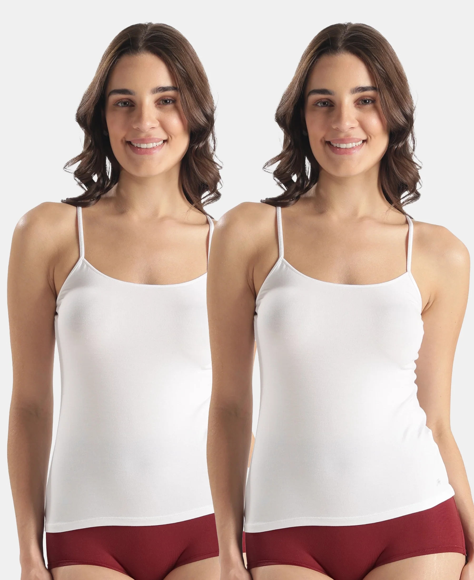 Micro Modal Elastane Stretch Camisole with Adjustable Straps and StayFresh Treatment - White (Pack of 2) - Image 5