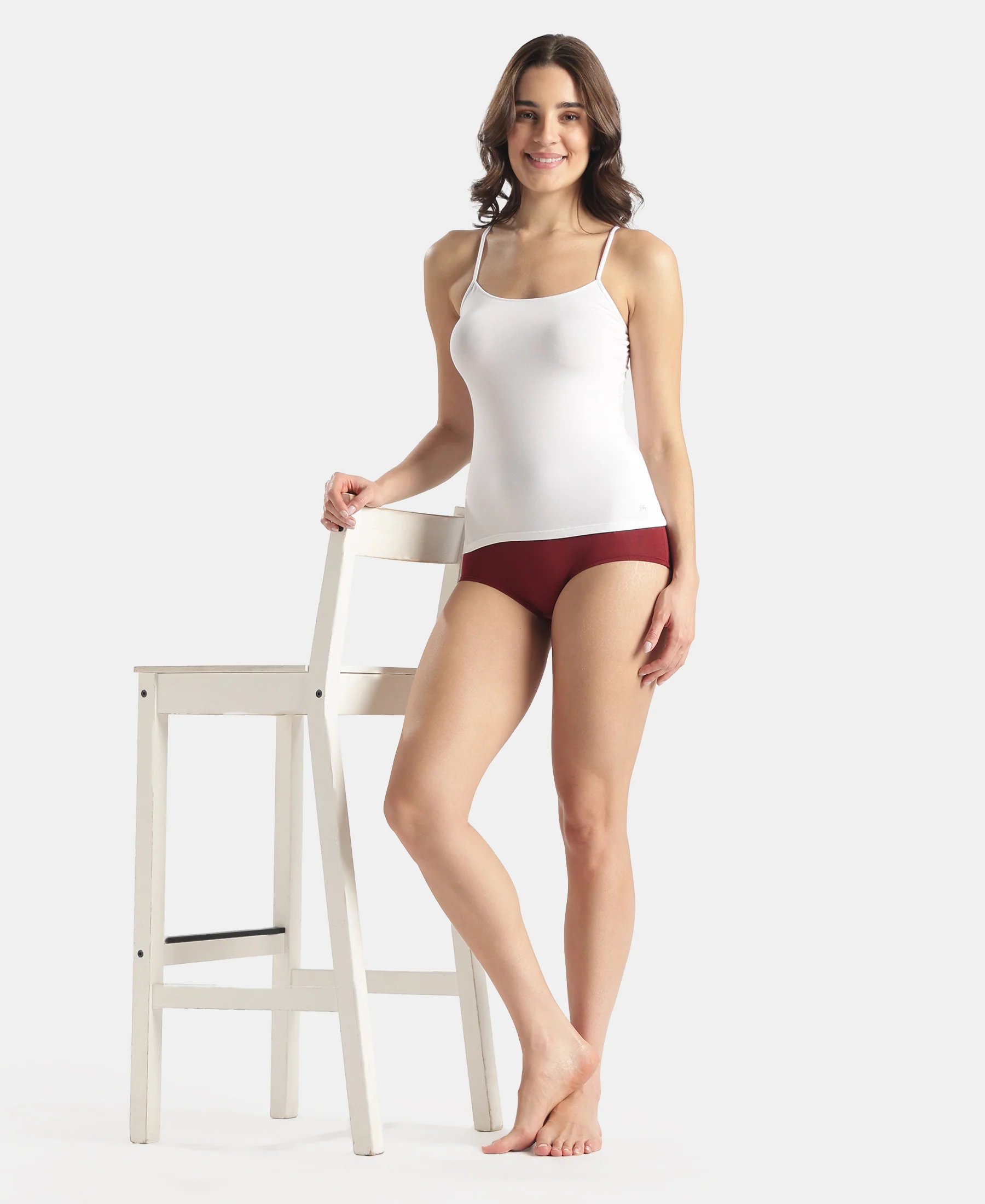 Micro Modal Elastane Stretch Camisole with Adjustable Straps and StayFresh Treatment - White (Pack of 2) - Image 6