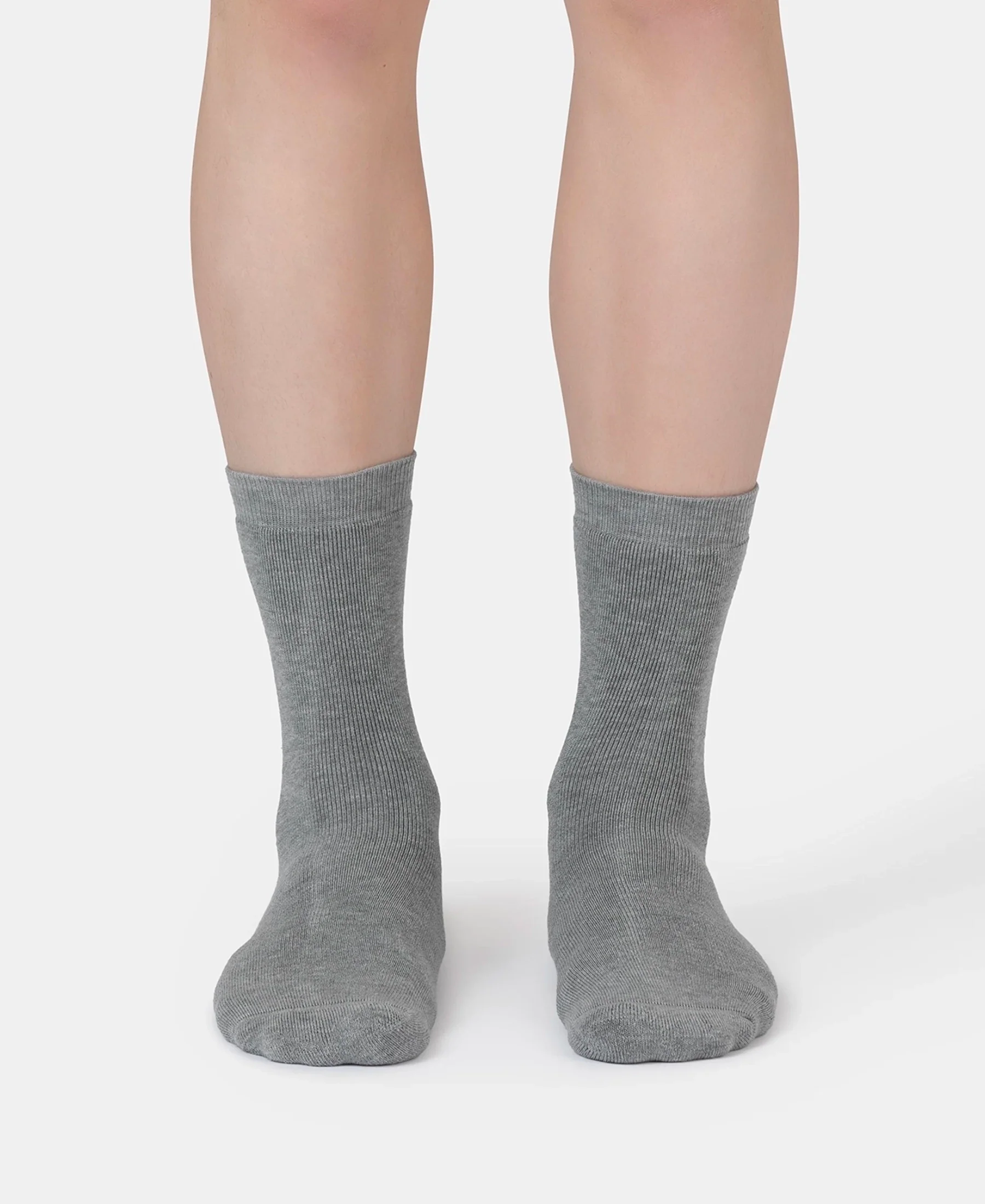 Microfiber and Compact Cotton Stretch Crew Length Thermal Socks With StayWarm Technology - Mid Grey Melange - Image 2