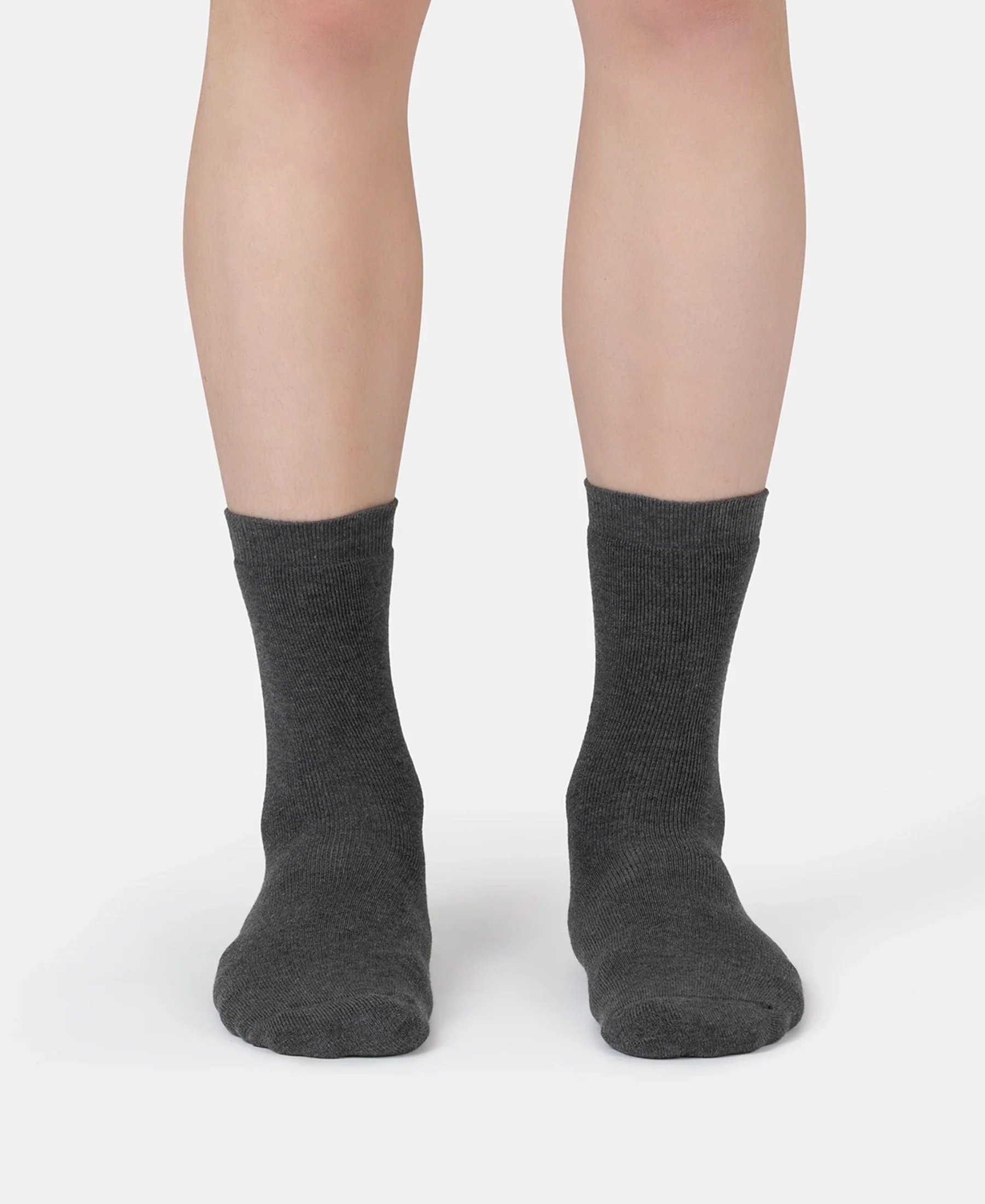 Microfiber and Compact Cotton Stretch Crew Length Thermal Socks With StayWarm Technology - Charcoal Melange - Image 2