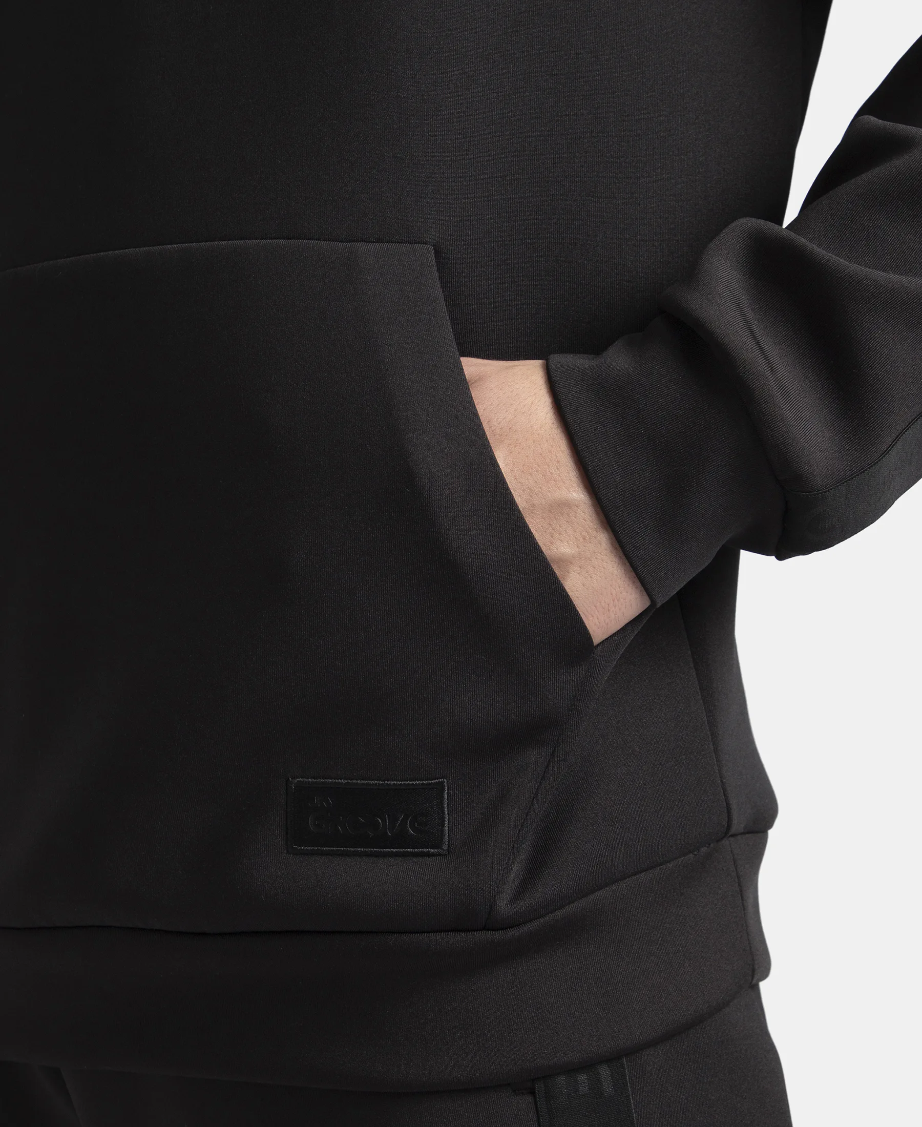Microfiber Cotton Blend Elastane Stretch Hoodie Sweatshirt - Black - Image 8