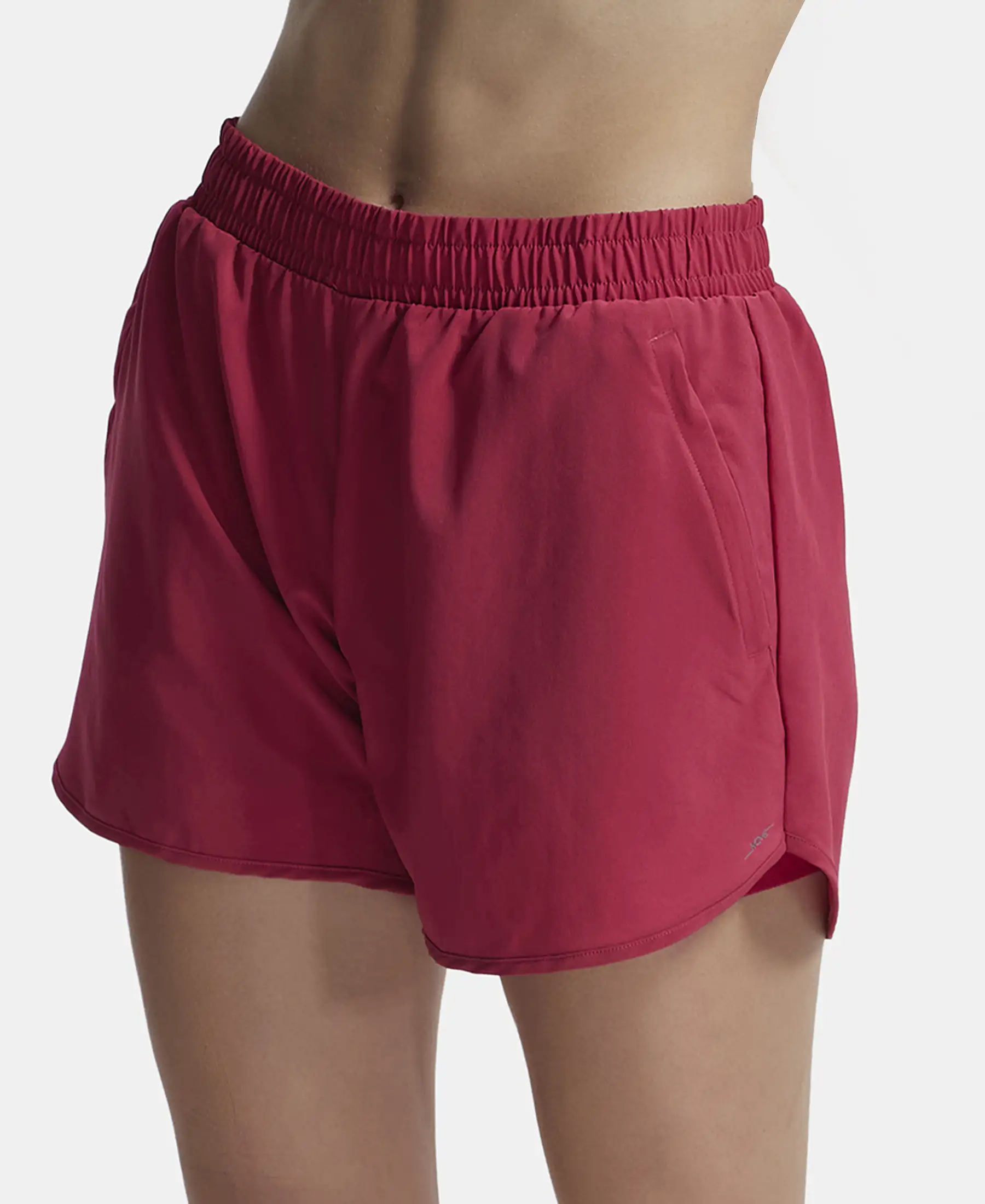 Microfiber Elastane Stretch Double Layered Woven Fabric Regular Fit Shorts with Zipper Pockets - Granita - Image 5