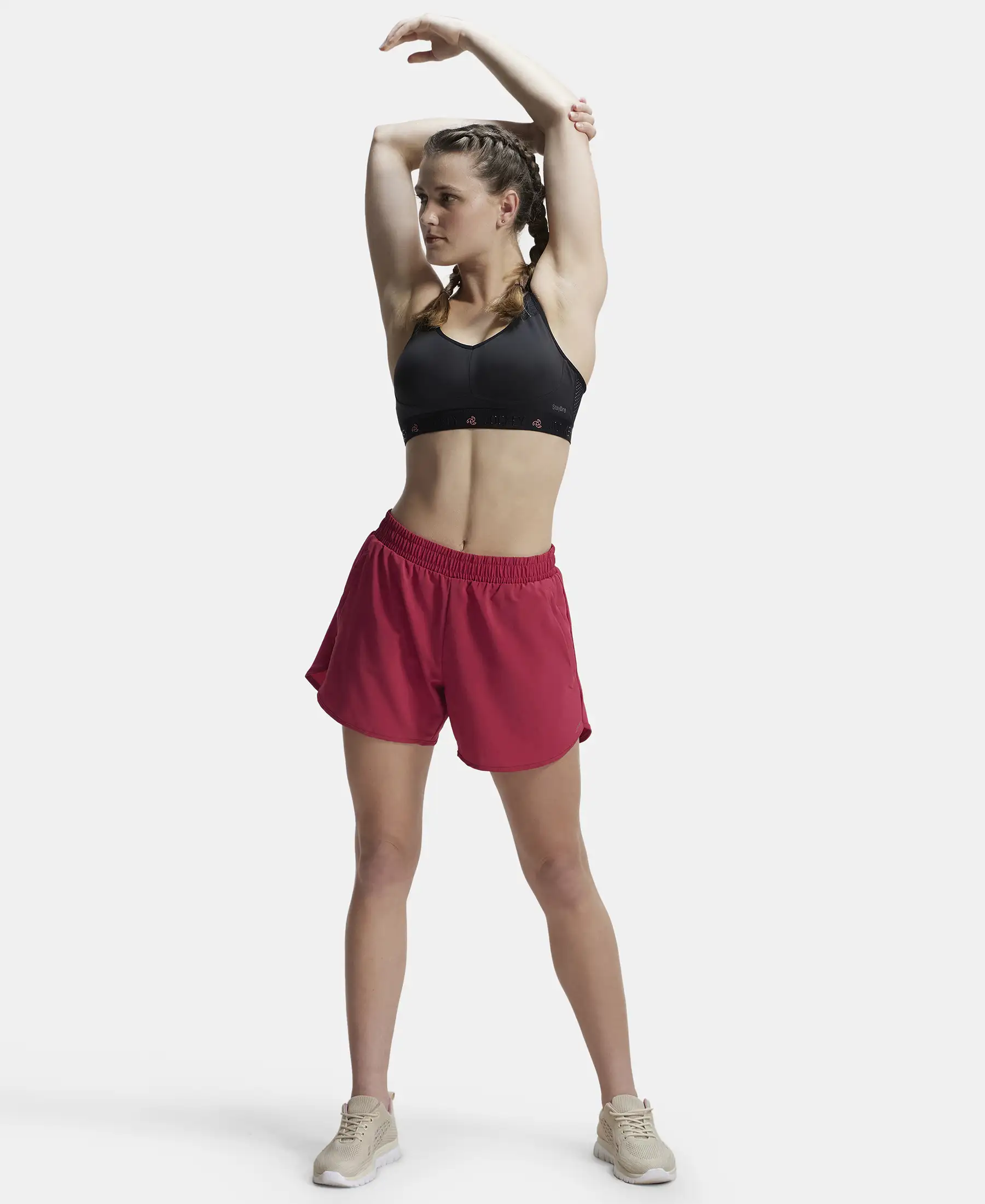Microfiber Elastane Stretch Double Layered Woven Fabric Regular Fit Shorts with Zipper Pockets - Granita - Image 6