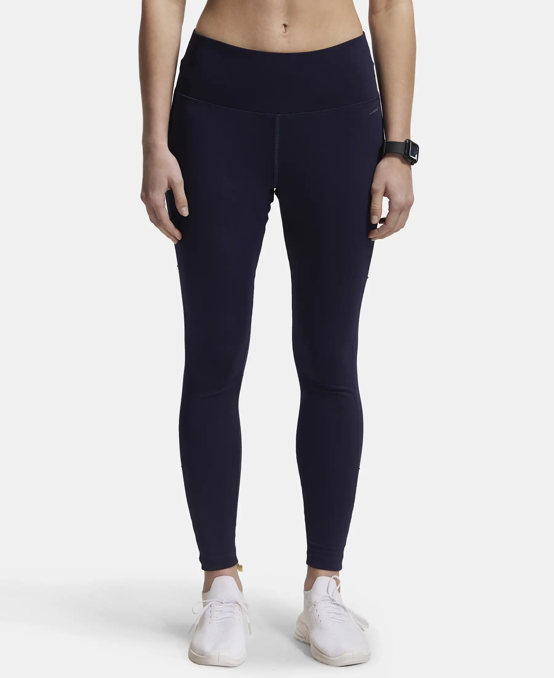 Microfiber Elastane Stretch Performance 7/8th Leggings with Broadwaistband & Back Pocket - Peacot