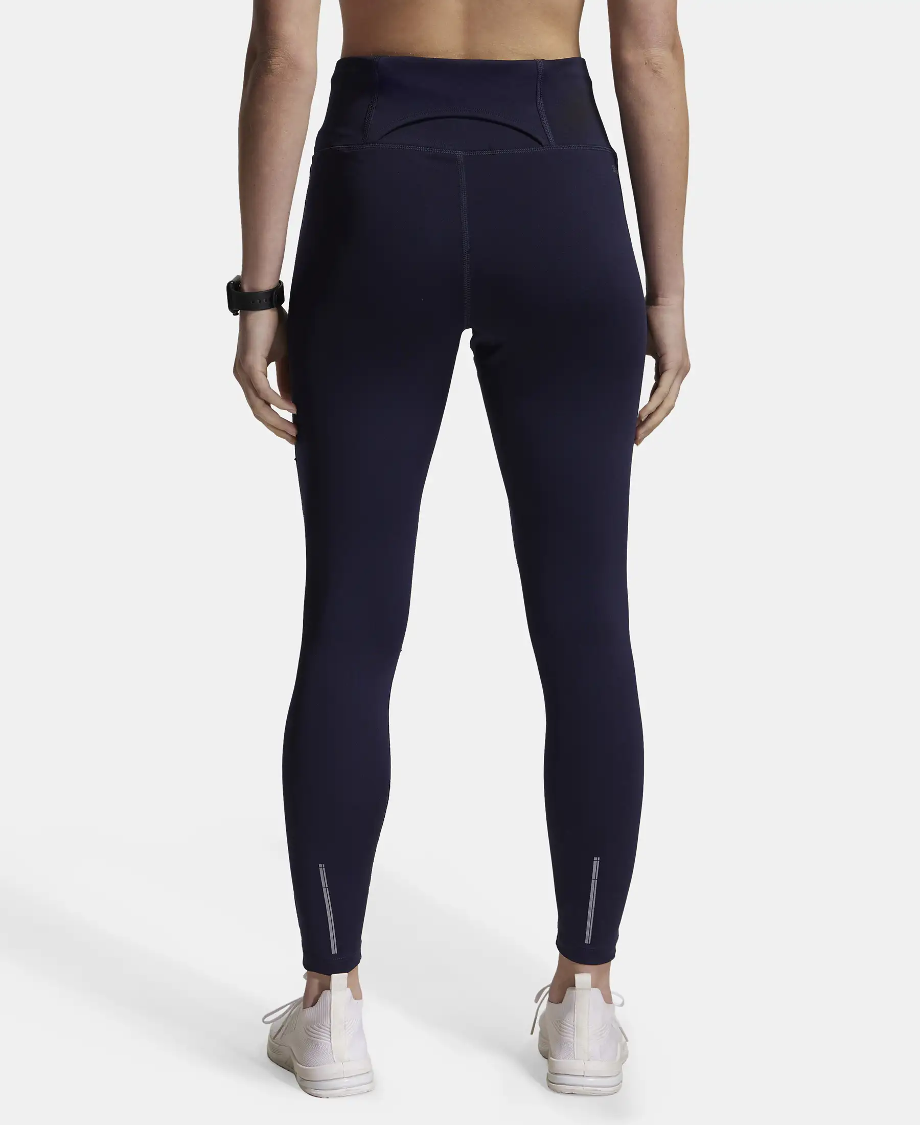 Microfiber Elastane Stretch Performance 7/8th Leggings with Broadwaistband & Back Pocket - Peacot - Image 3