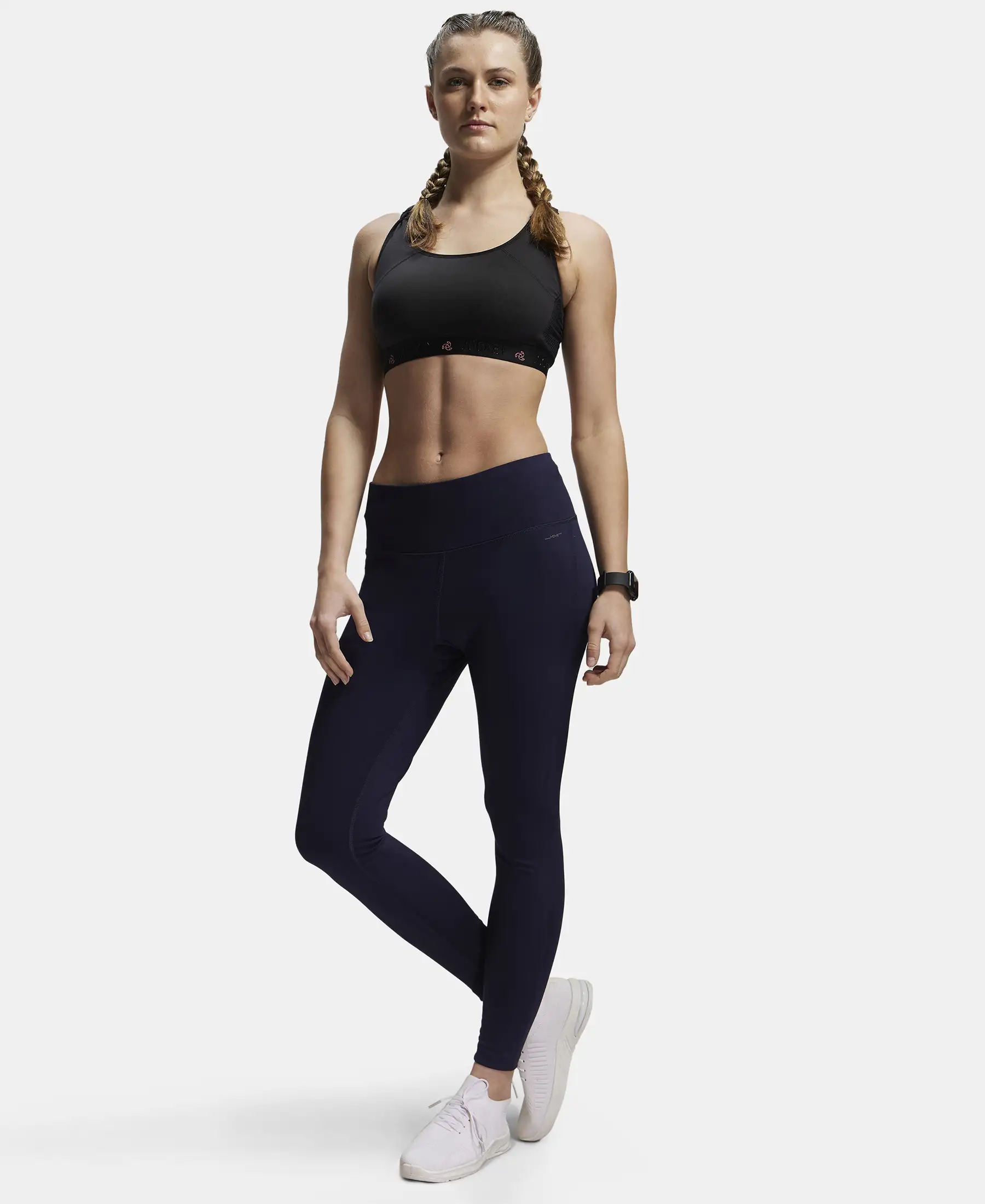 Microfiber Elastane Stretch Performance 7/8th Leggings with Broadwaistband & Back Pocket - Peacot - Image 6