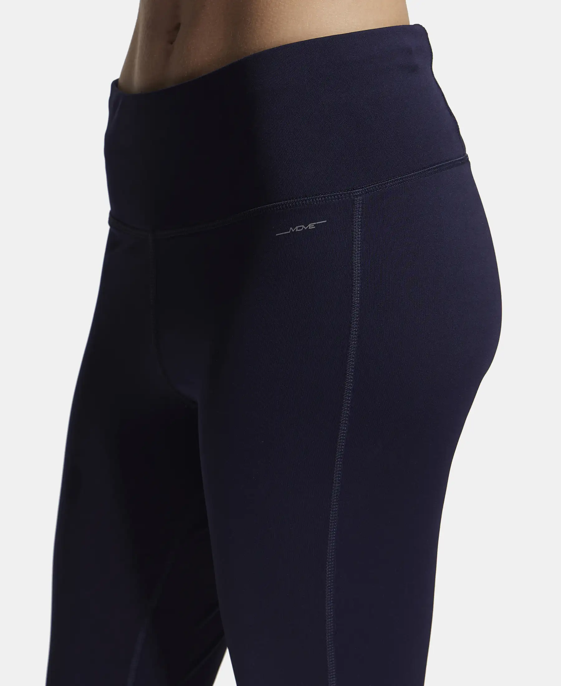 Microfiber Elastane Stretch Performance 7/8th Leggings with Broadwaistband & Back Pocket - Peacot - Image 7
