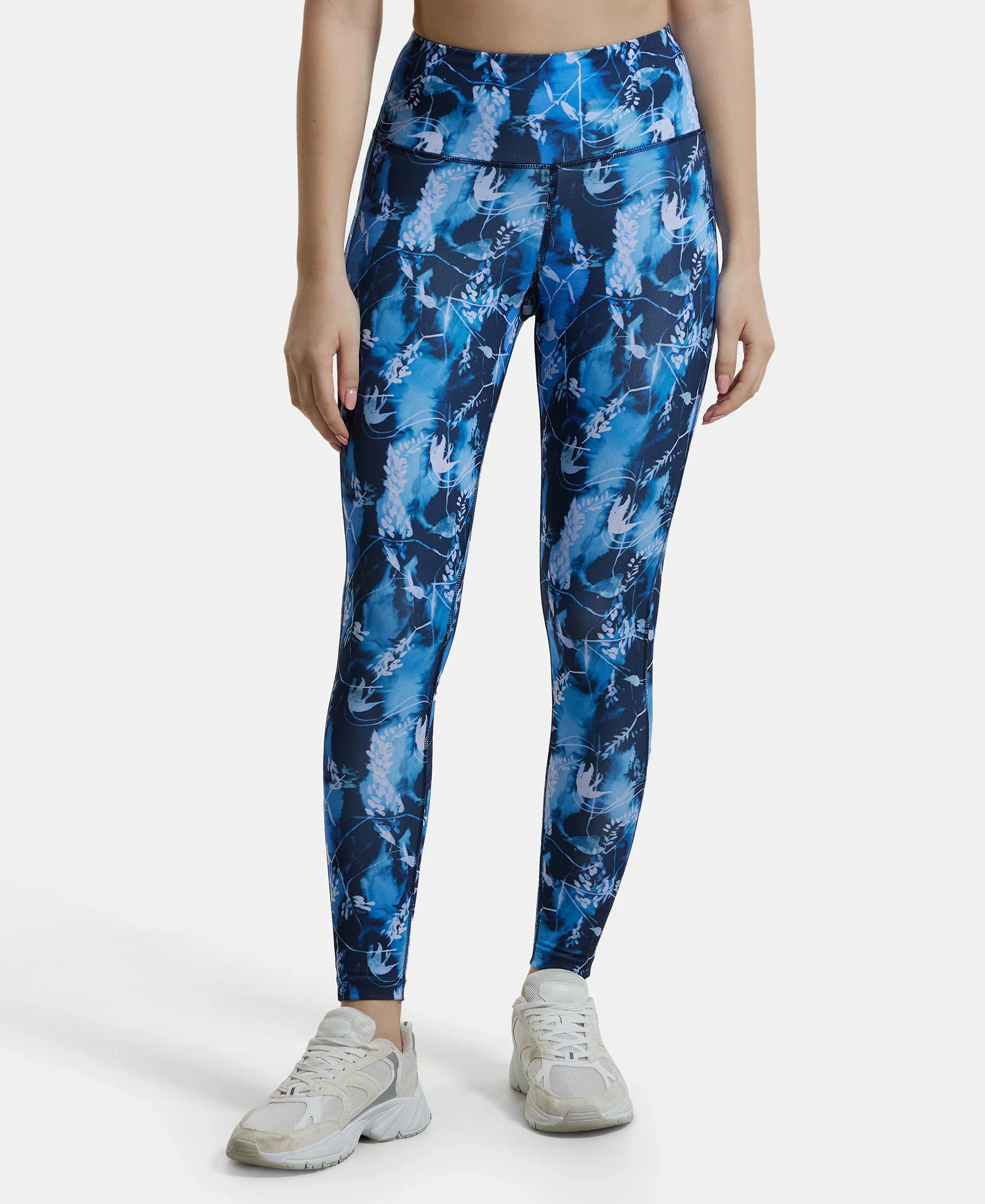 Microfiber Elastane Stretch Performance 7/8th Leggings with Broadwaistband & Back Pocket - Sky Captain Printed
