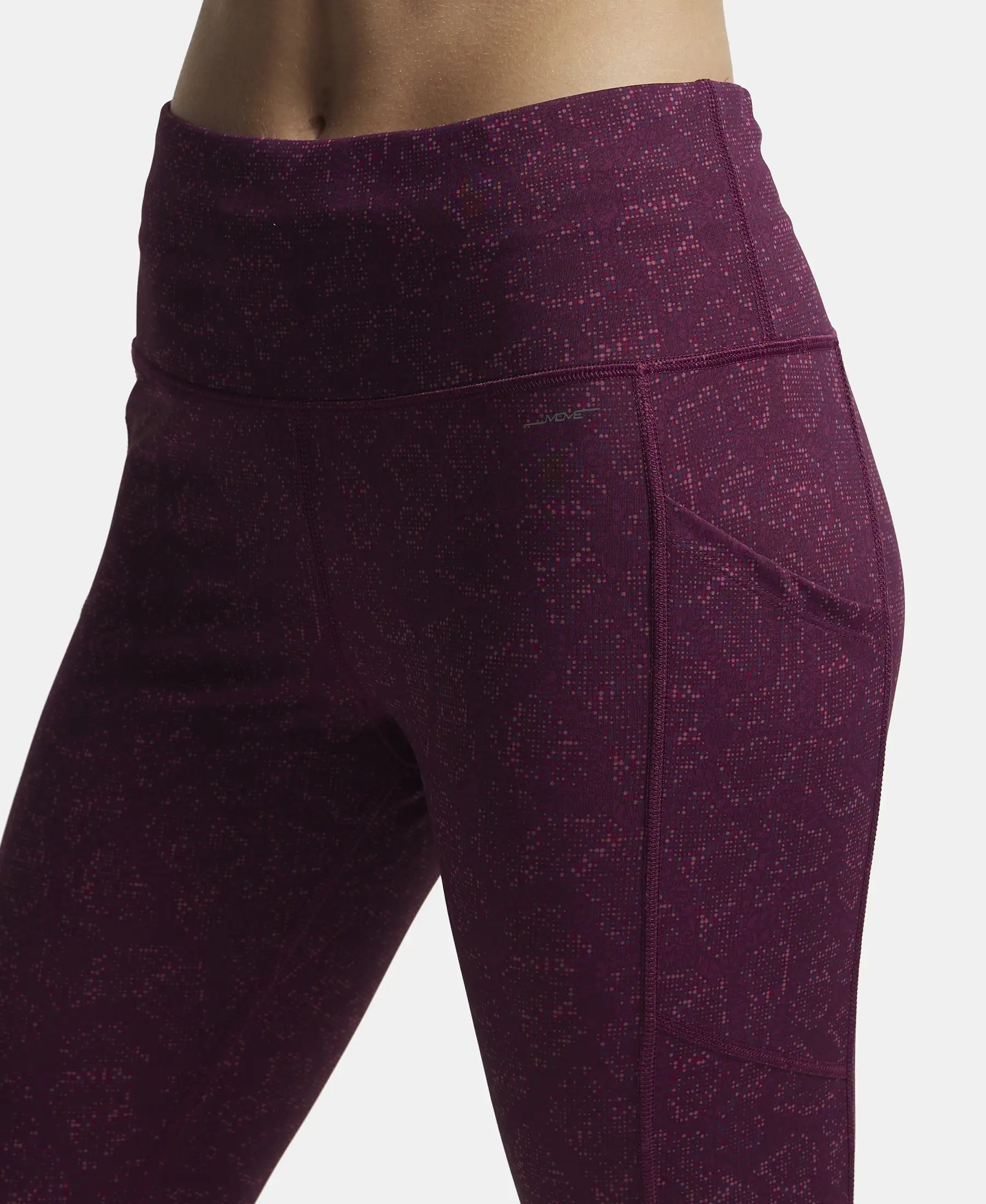 Microfiber Elastane Stretch Performance Leggings with Breathable Mesh - Grapewine Print - Image 7