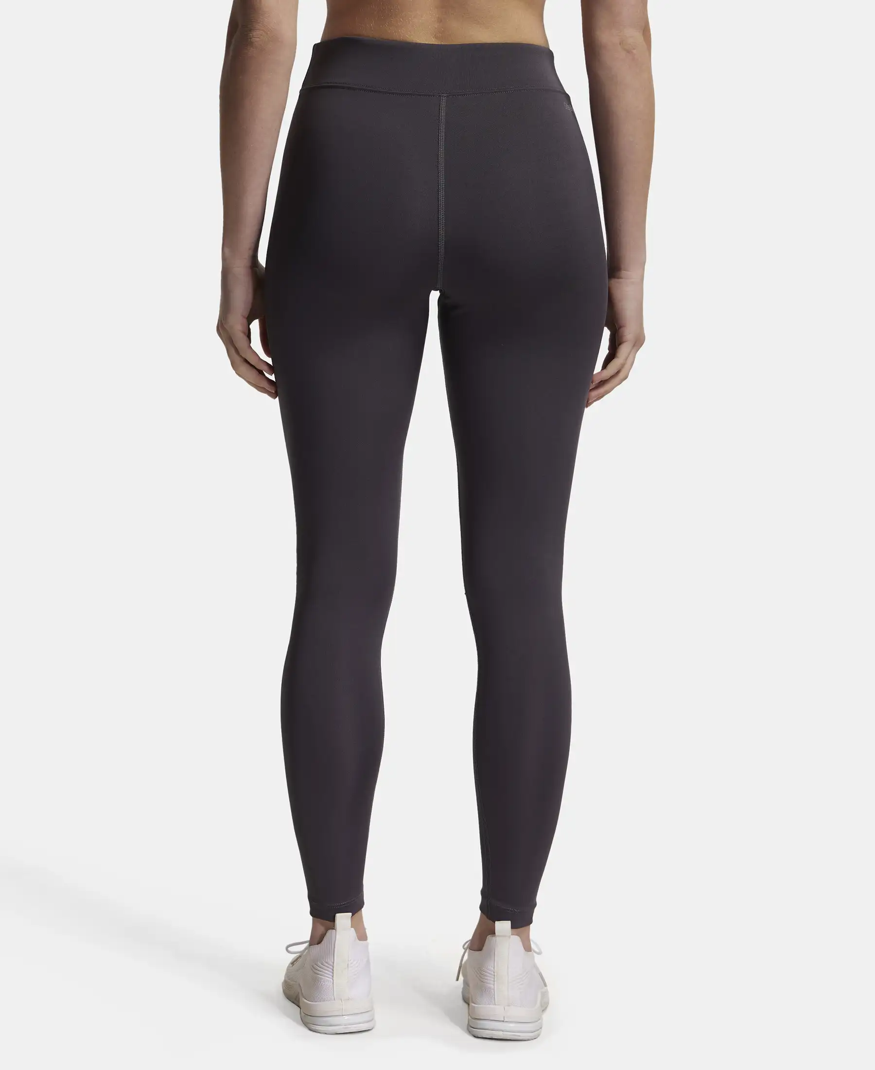 Microfiber Elastane Stretch Performance Leggings with Elasticated Waistband - Forged Iron - Image 3