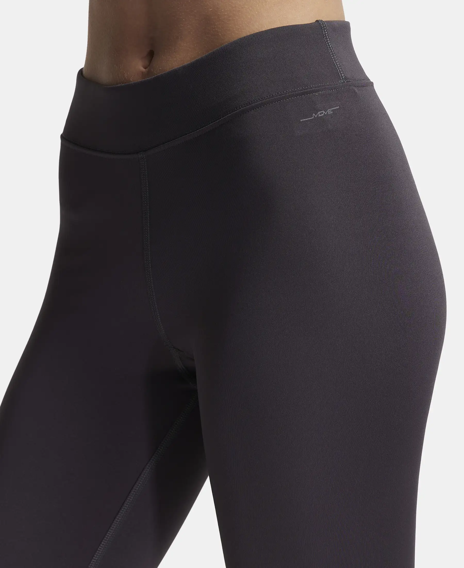 Microfiber Elastane Stretch Performance Leggings with Elasticated Waistband - Forged Iron - Image 7