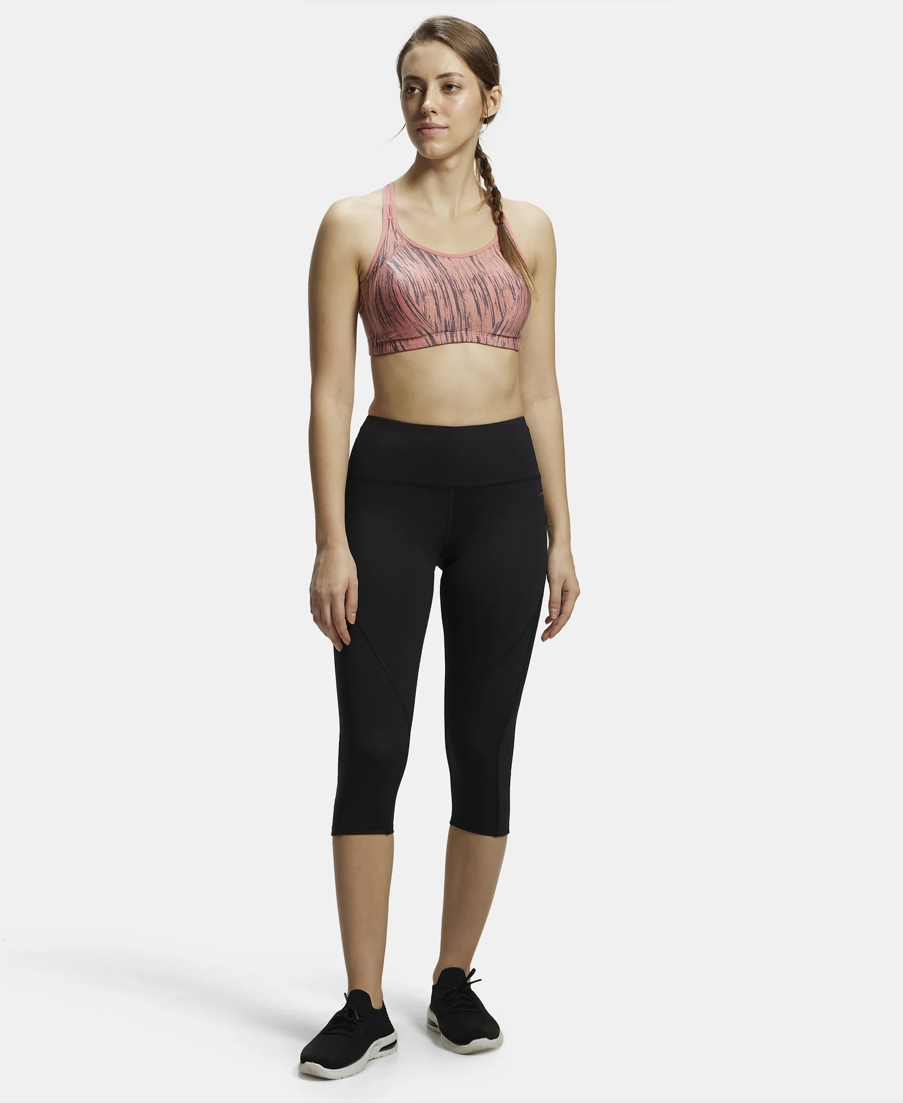 Microfiber Elastane Stretch Slim Fit Capri with Back Waistband Pocket - Black - Image 4