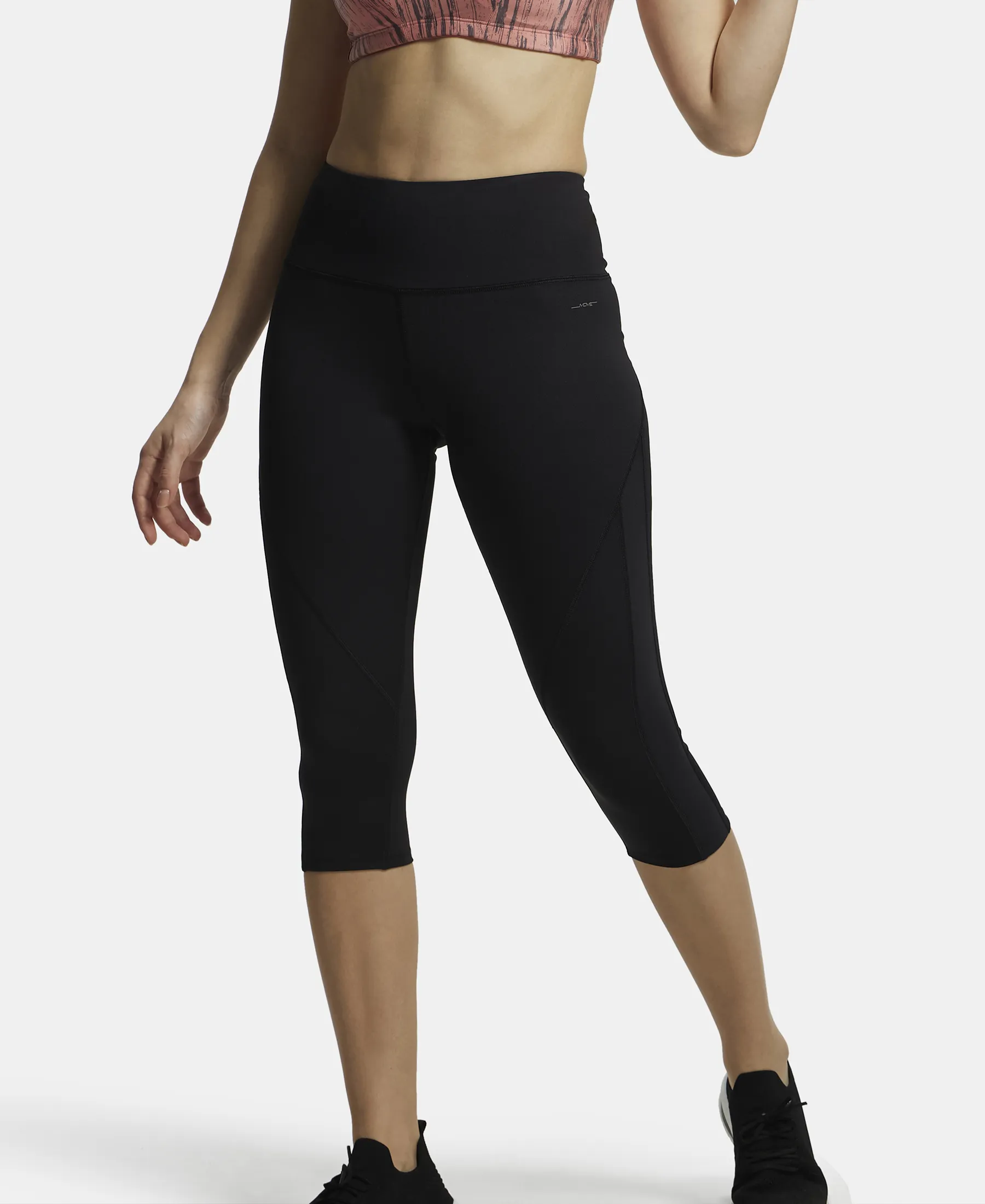 Microfiber Elastane Stretch Slim Fit Capri with Back Waistband Pocket - Black - Image 5