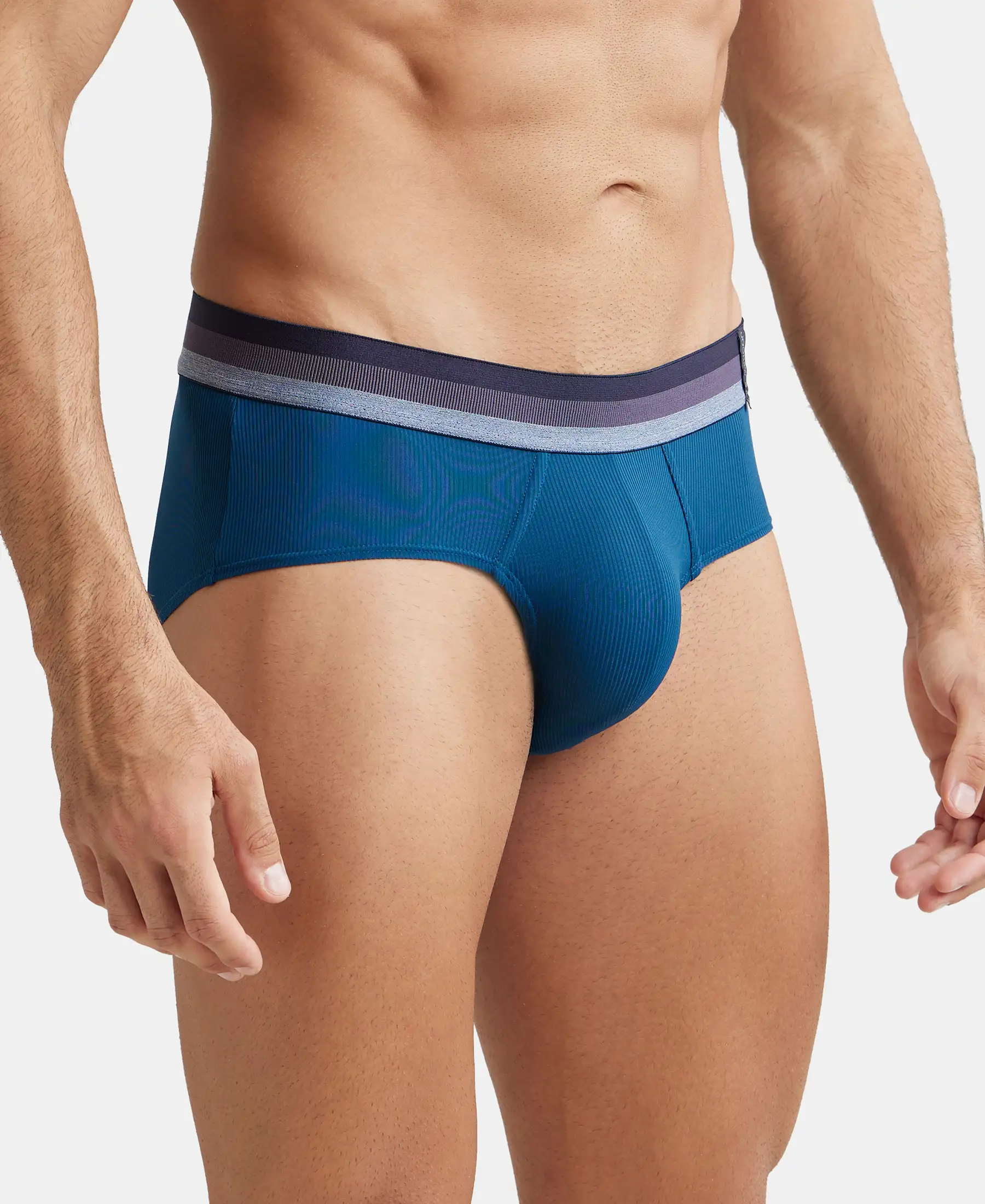Microfiber Elastane Stretch Solid Brief with StayDry Treatment - Poseidon - Image 2
