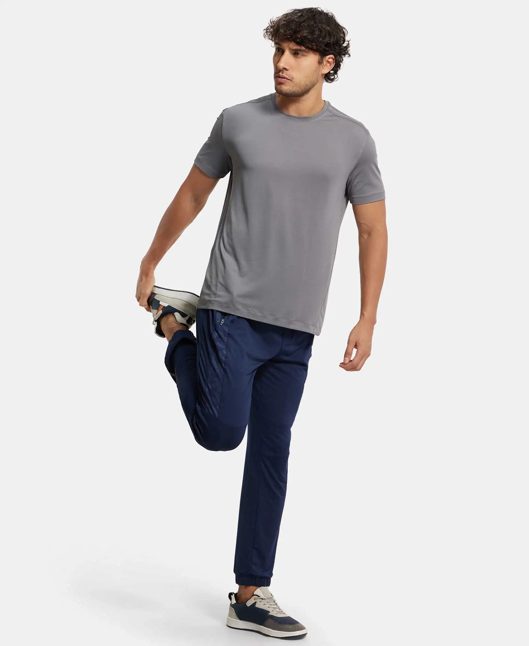 Microfiber Elastane Stretch Jogger with Zipper Pockets and StayDry Treatment - Navy - Image 6