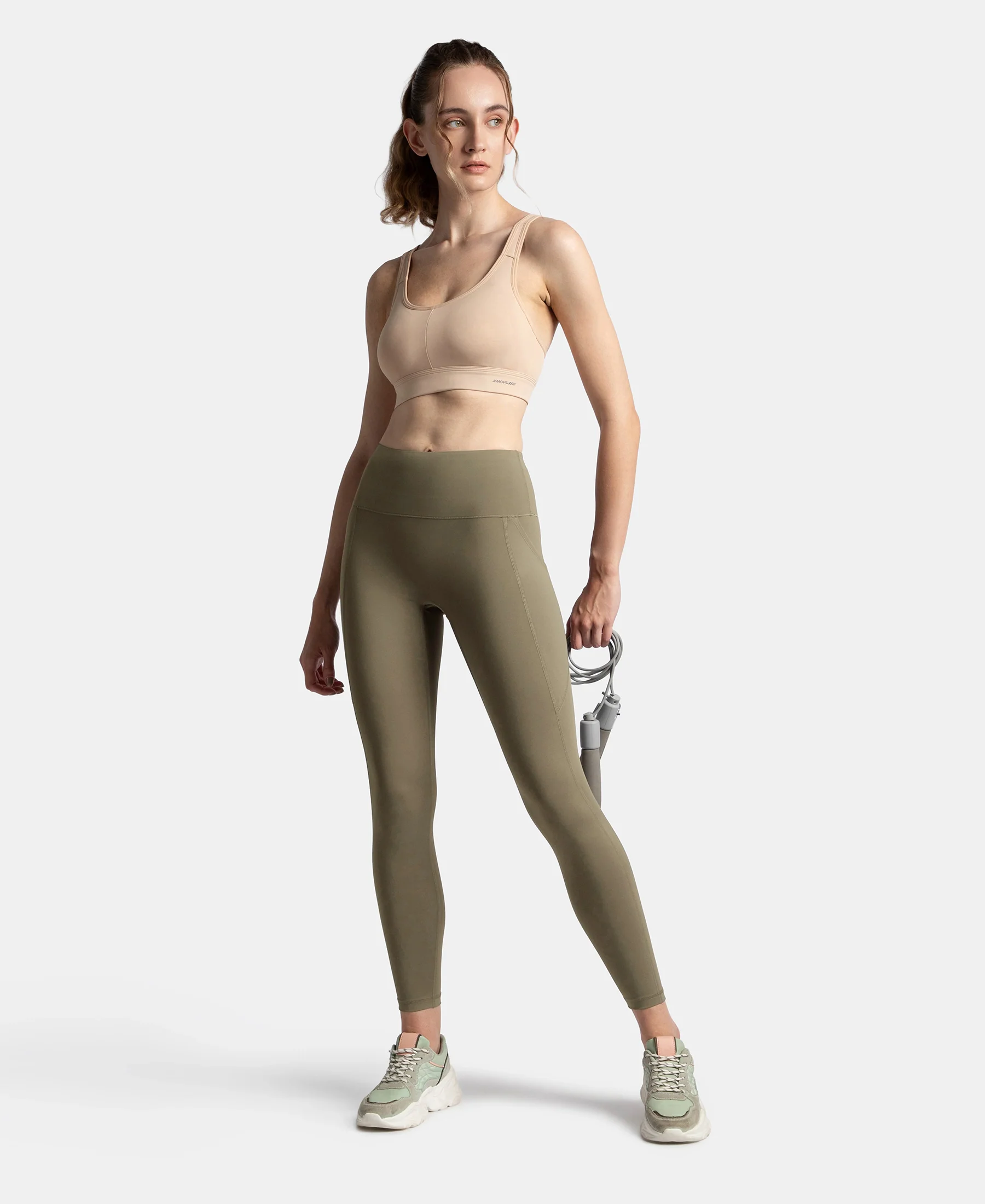 Microfiber Elastane Stretch Performance 7/8th Leggings with Broadwaistband & Back Pocket - Earth - Image 6
