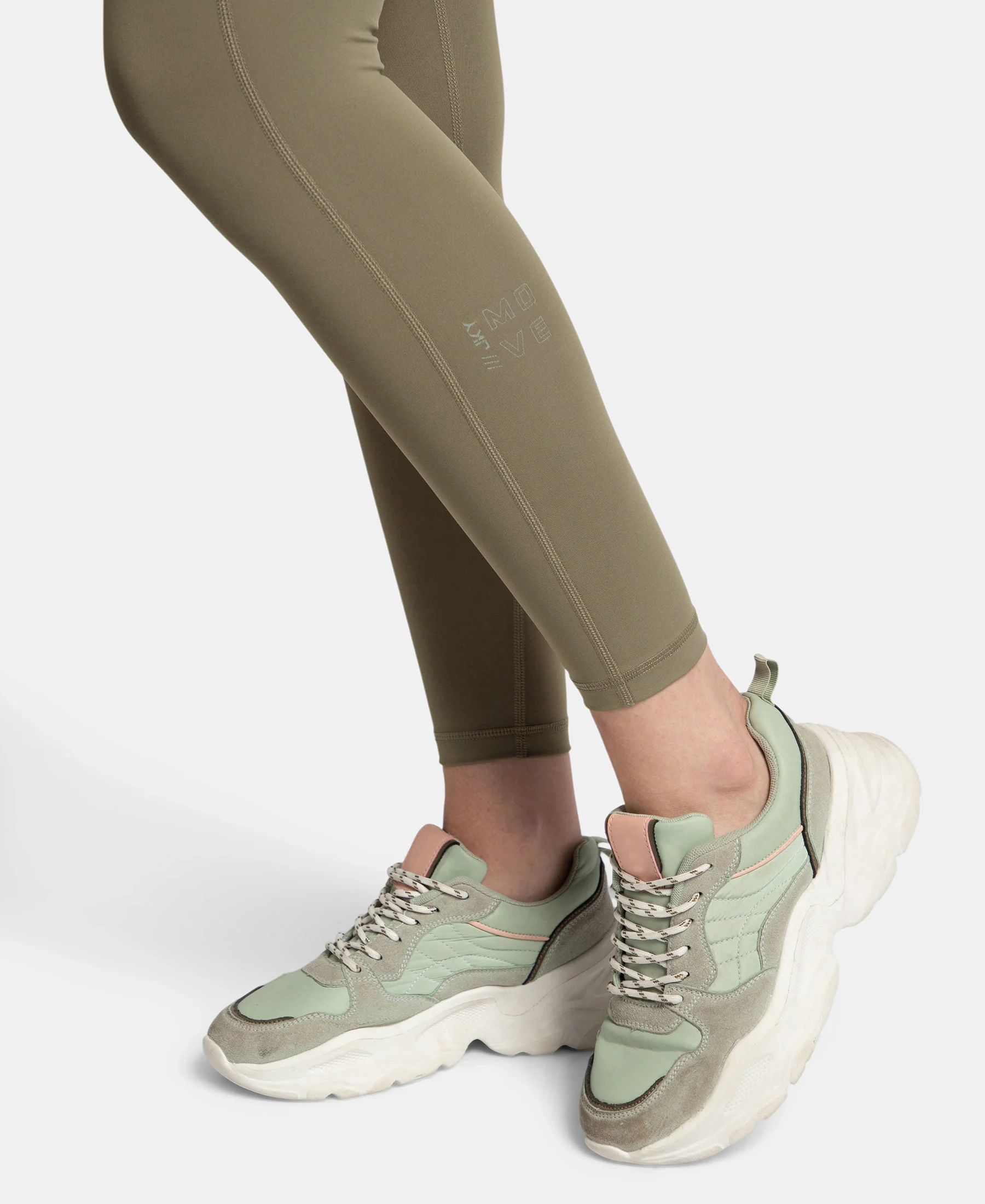 Microfiber Elastane Stretch Performance 7/8th Leggings with Broadwaistband & Back Pocket - Earth - Image 9