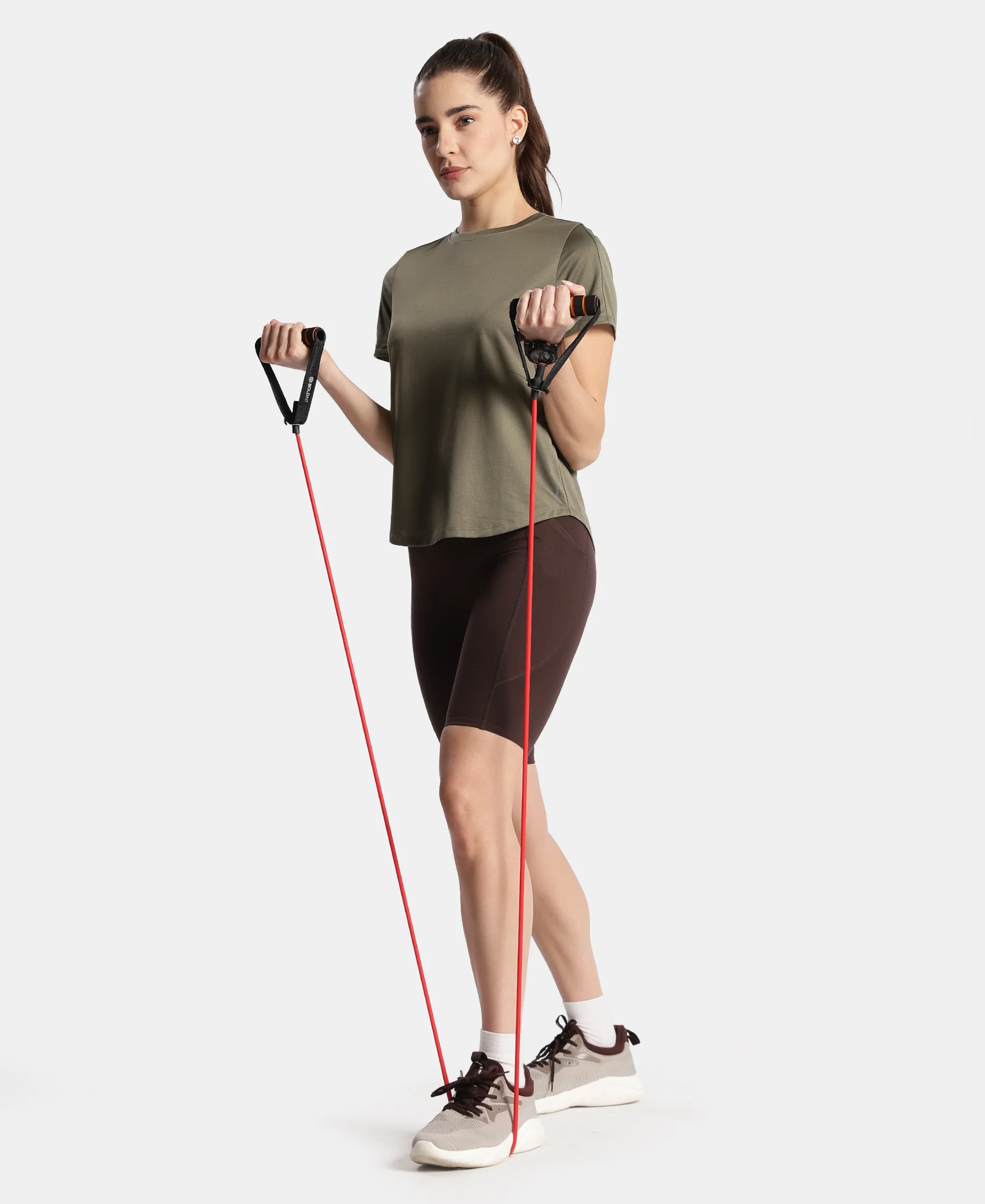 Microfiber Elastane Stretch Slim Fit Shorts with Side Pockets - Coffee - Image 4