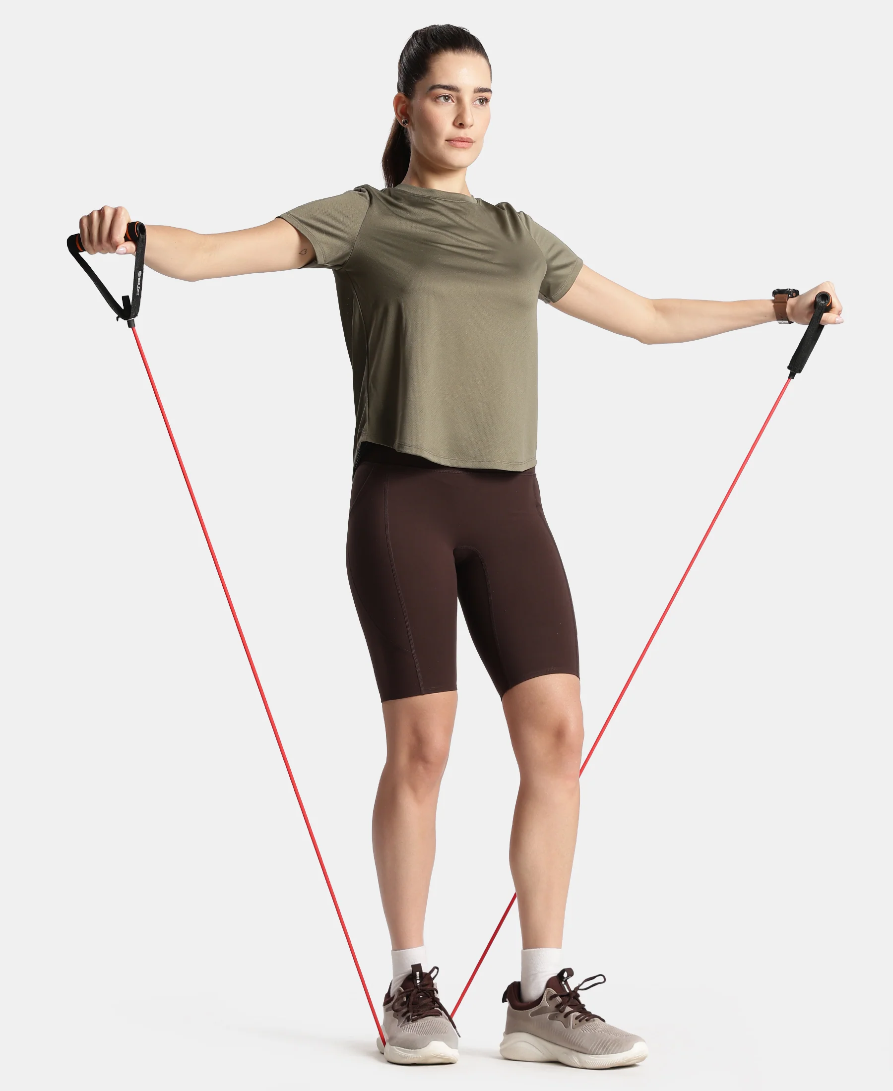 Microfiber Elastane Stretch Slim Fit Shorts with Side Pockets - Coffee - Image 6