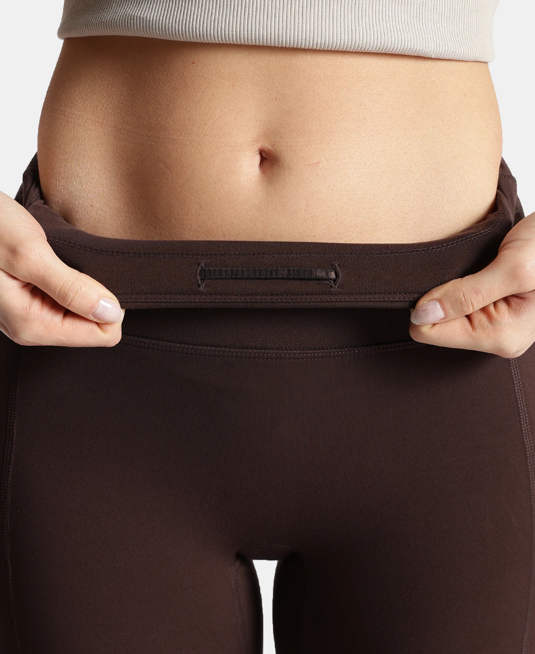 Microfiber Elastane Stretch Slim Fit Shorts with Side Pockets - Coffee - Image 8