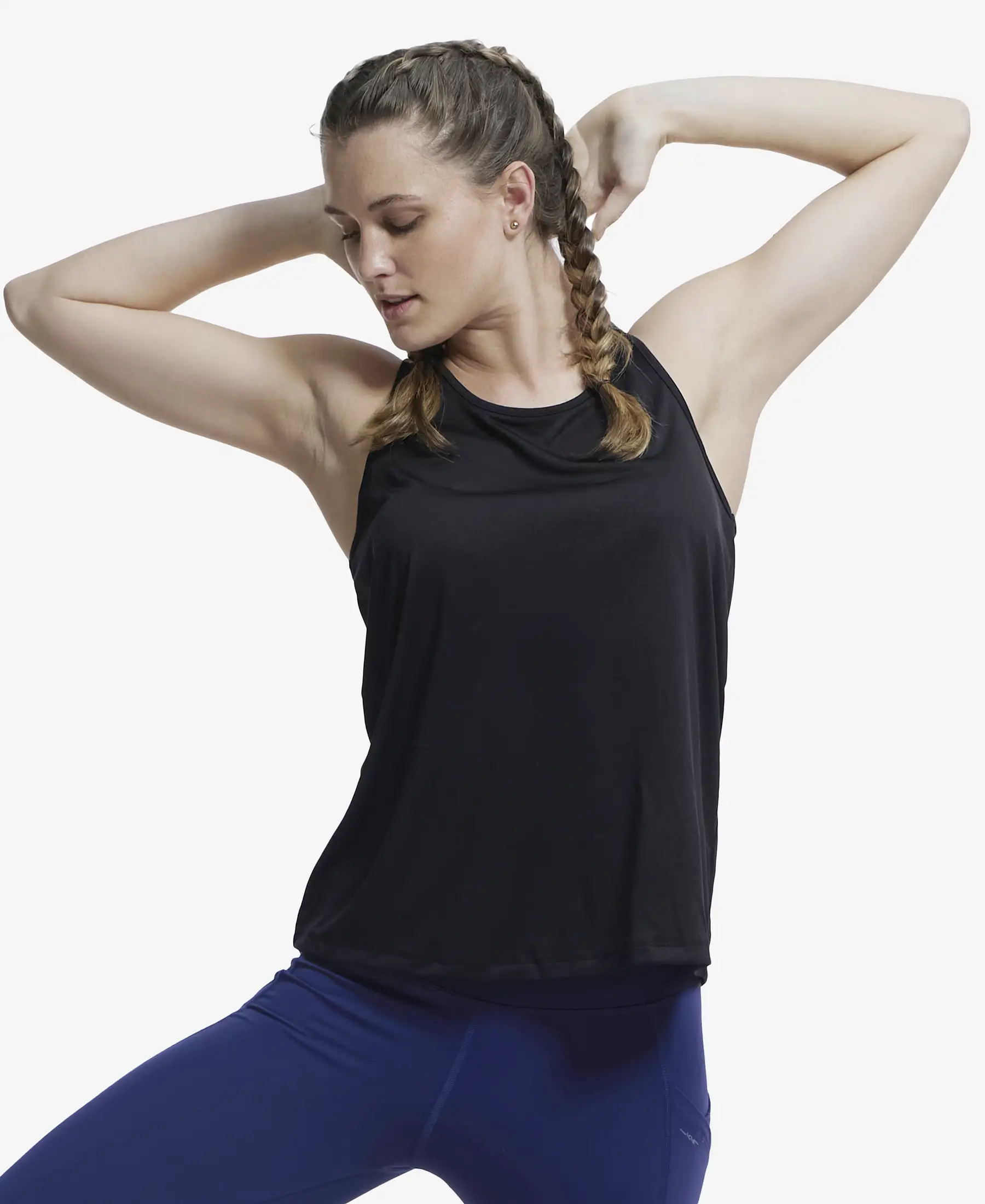 Microfiber Fabric Graphic Printed Racerback Styled Tank Top - Black - Image 5