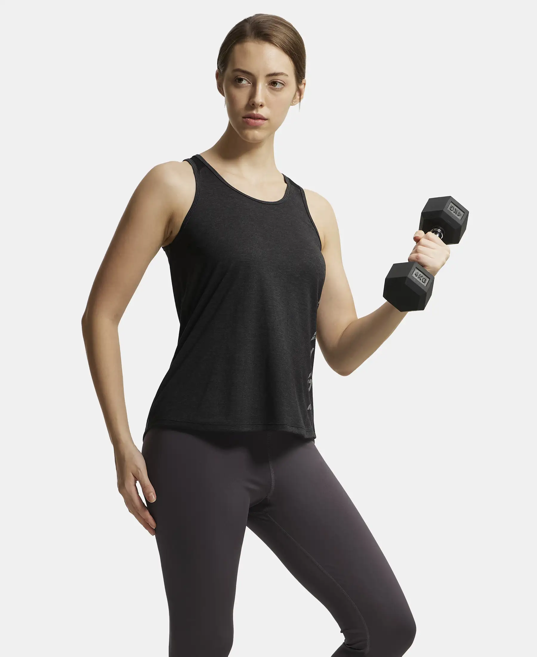 Microfiber Fabric Graphic Printed Tank Top With Breathable Mesh - Black - Image 6