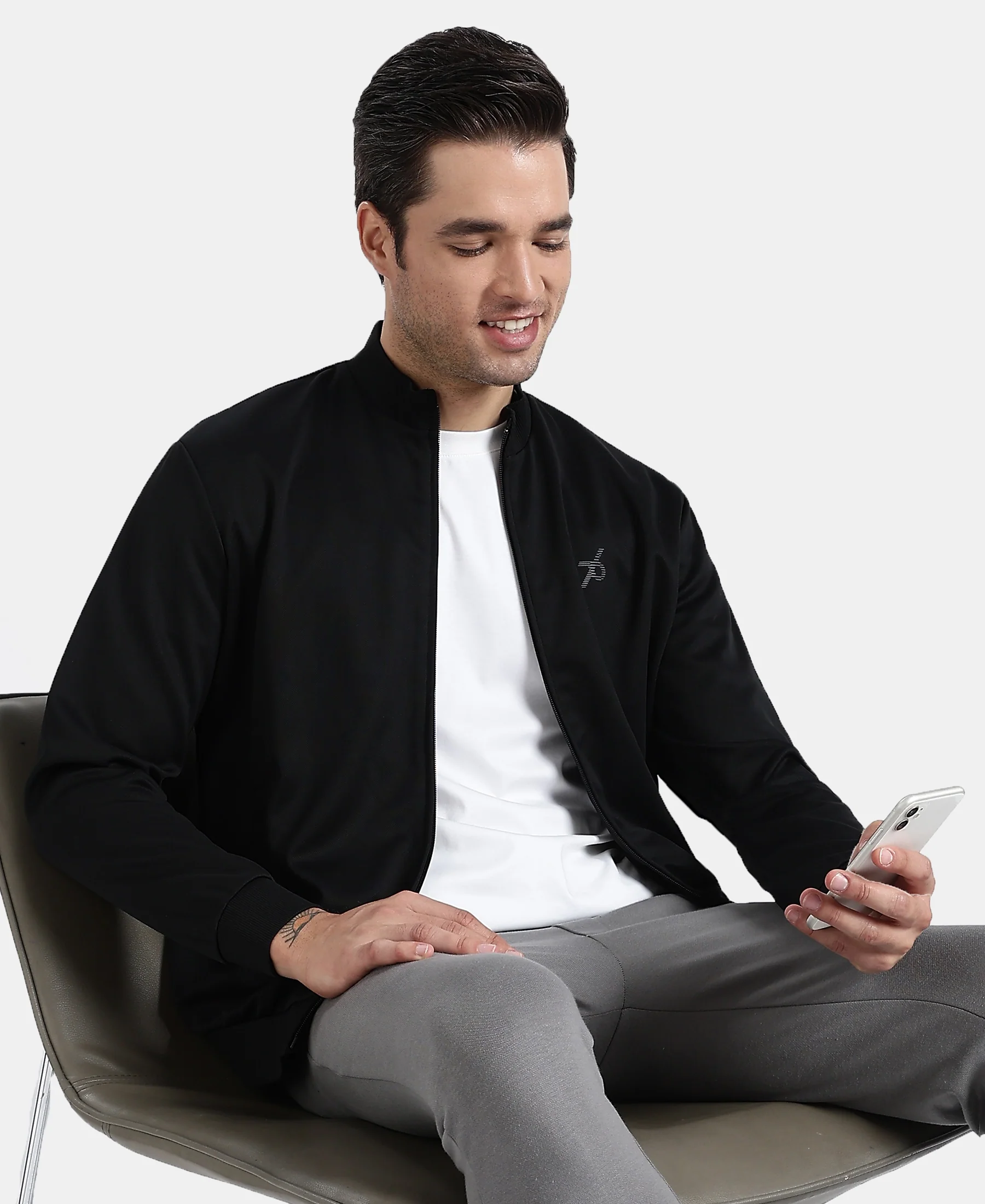 Microfiber Fabric Jacket with StayFresh Treatment - Black - Image 5