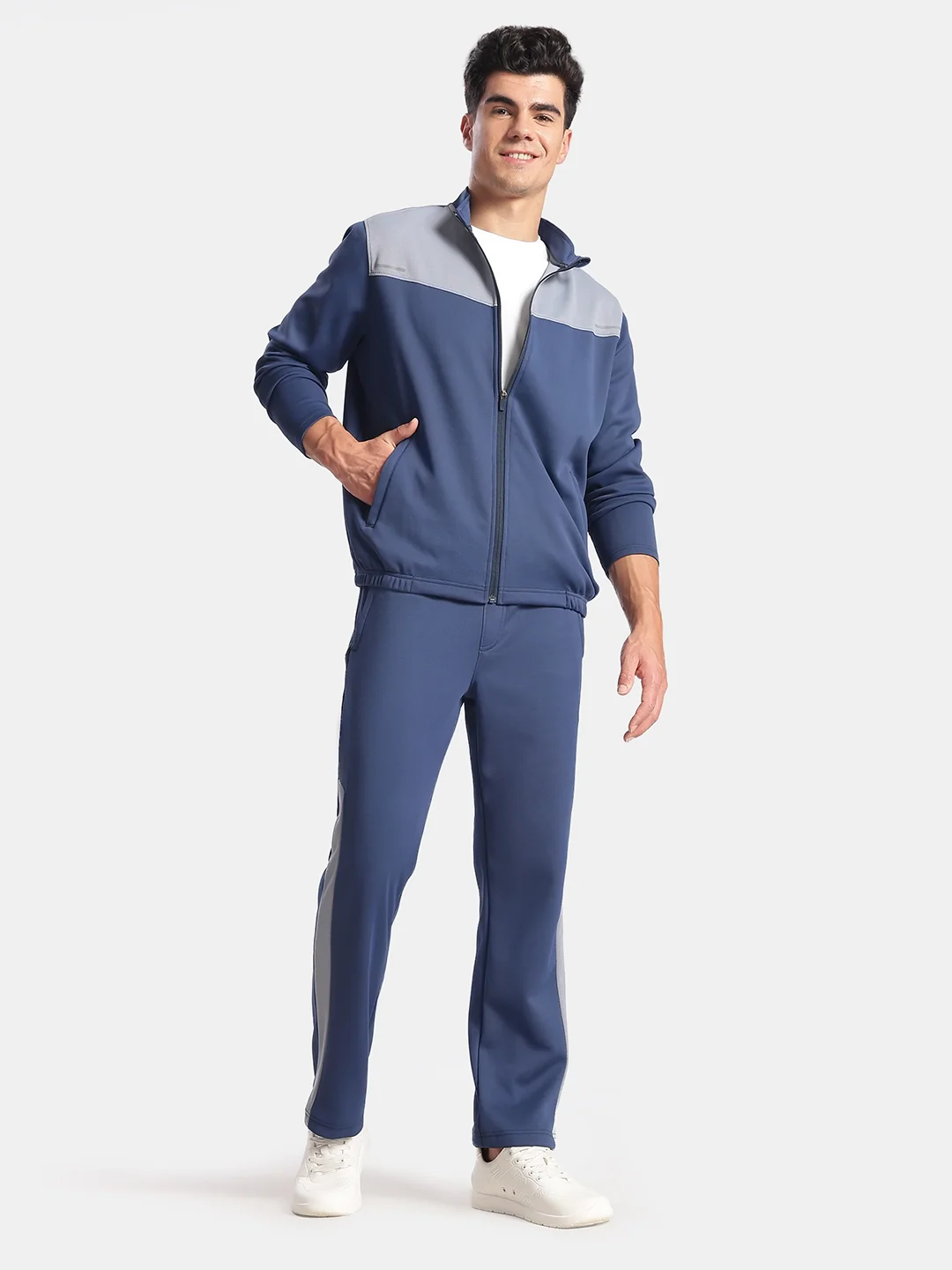 Microfiber Fabric Jacket with StayFresh Treatment - Navy & Grey - Image 4
