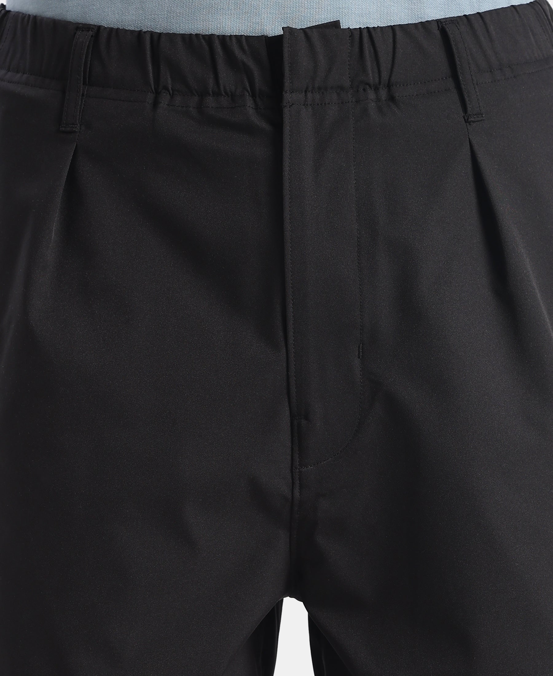 Microfiber Fabric Oversized Cargo Utility Pants with Inner Drawstrings - Black - Image 8