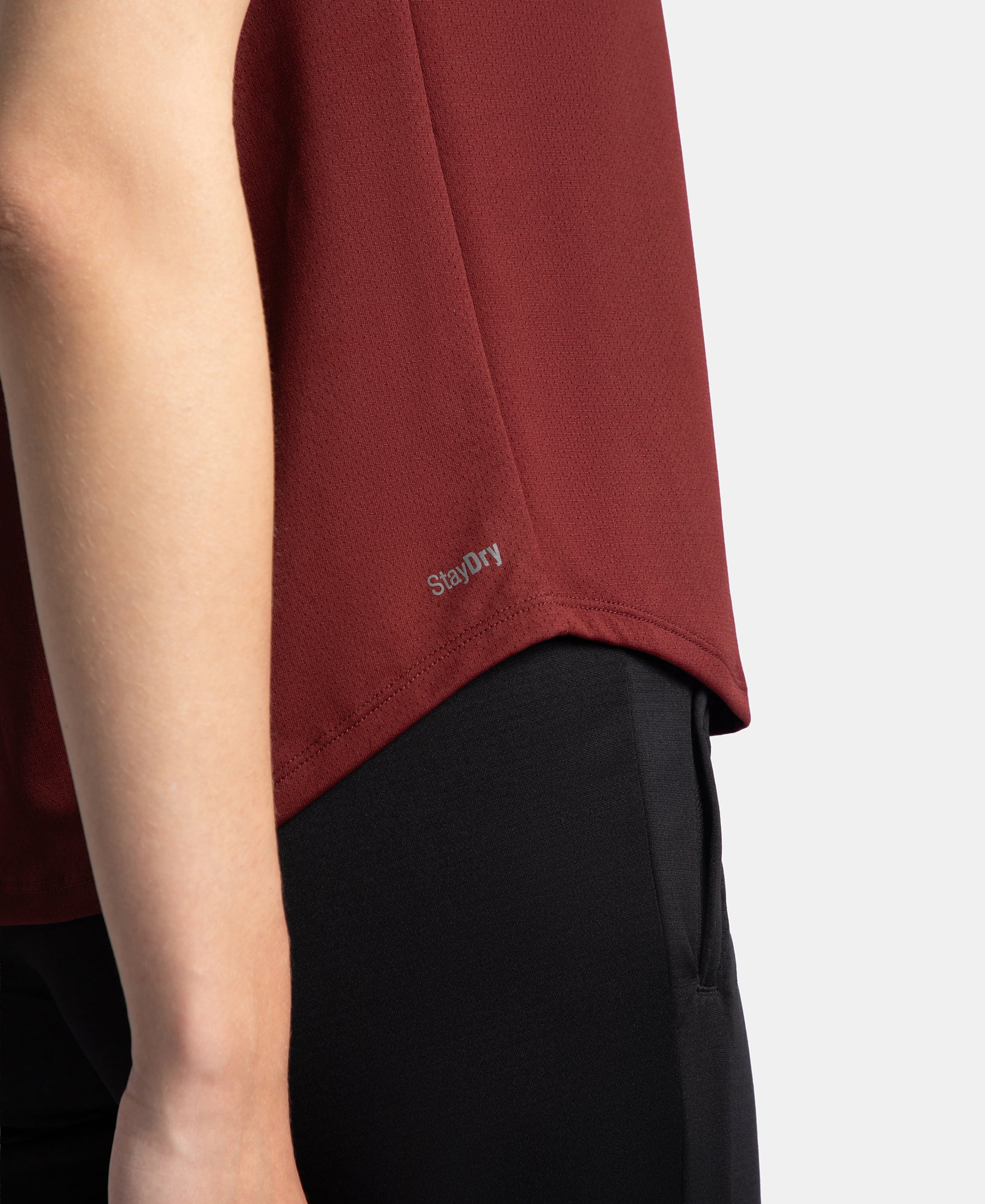 Microfiber Fabric Regular Fit Half Sleeve Breathable Mesh T-Shirt - Tawny Port - Image 9