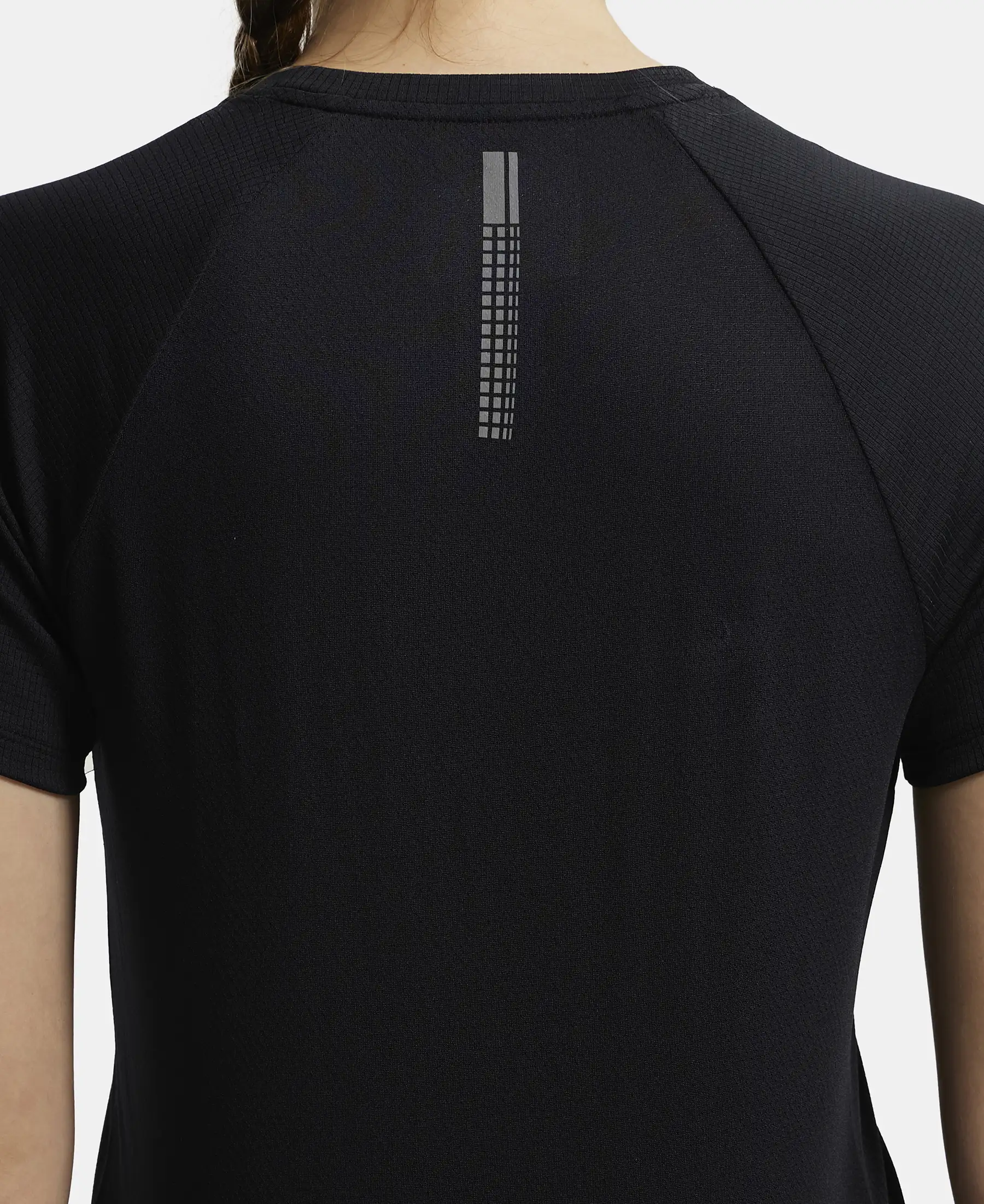 Microfiber Fabric Relaxed Fit Half Sleeve Breathable Mesh T-Shirt - Black - Image 9