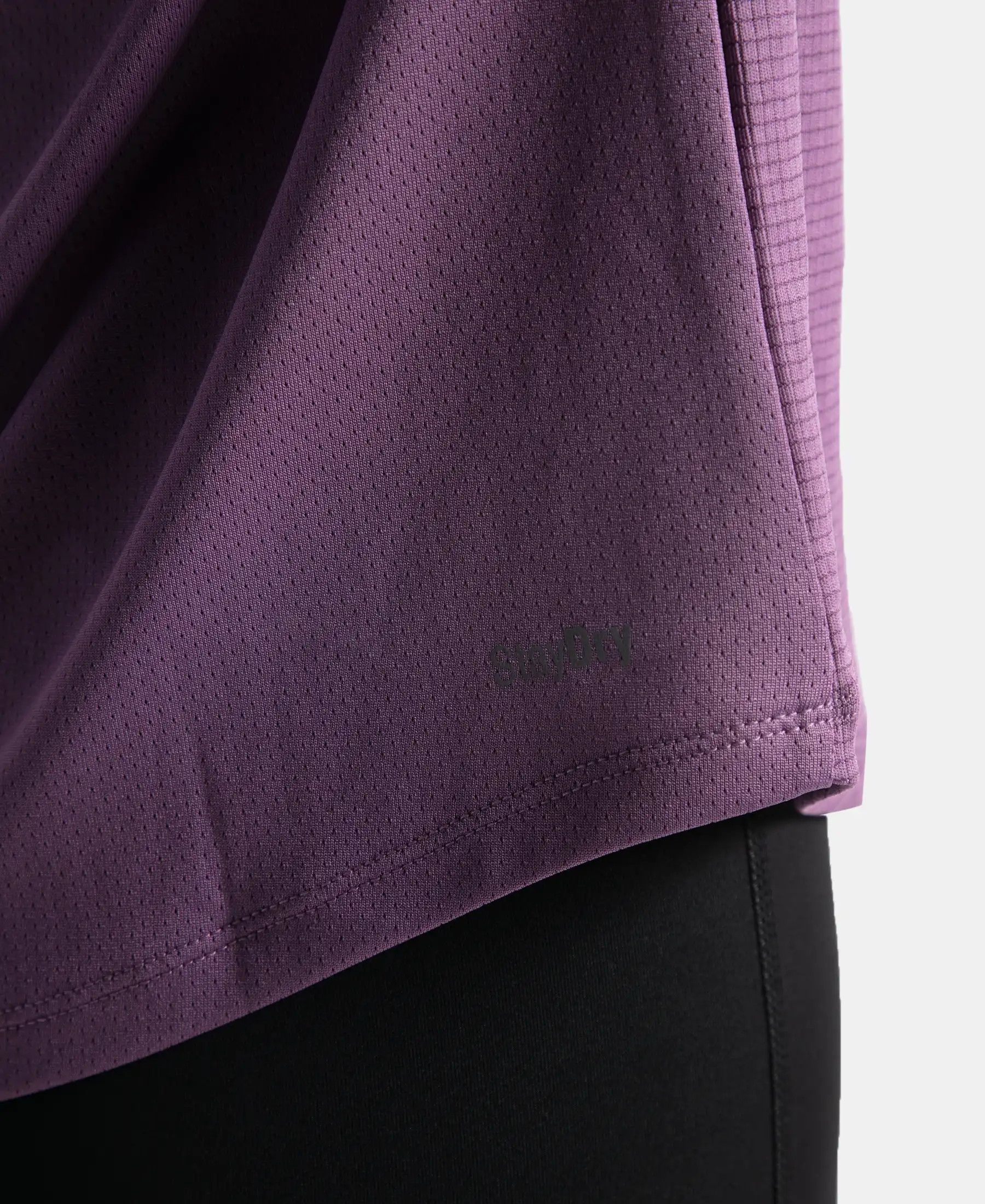 Microfiber Fabric Relaxed Fit Half Sleeve Breathable Mesh T-Shirt - Chinese Violet - Image 9