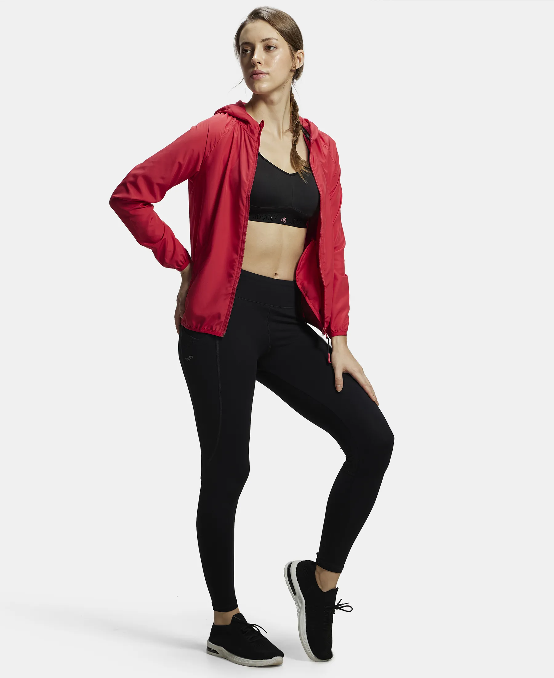 Microfiber Fabric Relaxed Fit Raglan Styled Water Resistant Hoodie Jacket - Virtual Pink - Image 4