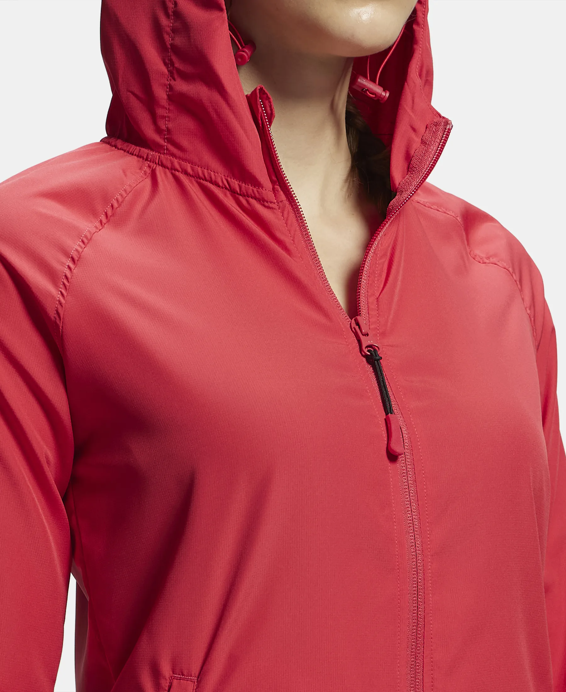 Microfiber Fabric Relaxed Fit Raglan Styled Water Resistant Hoodie Jacket - Virtual Pink - Image 7