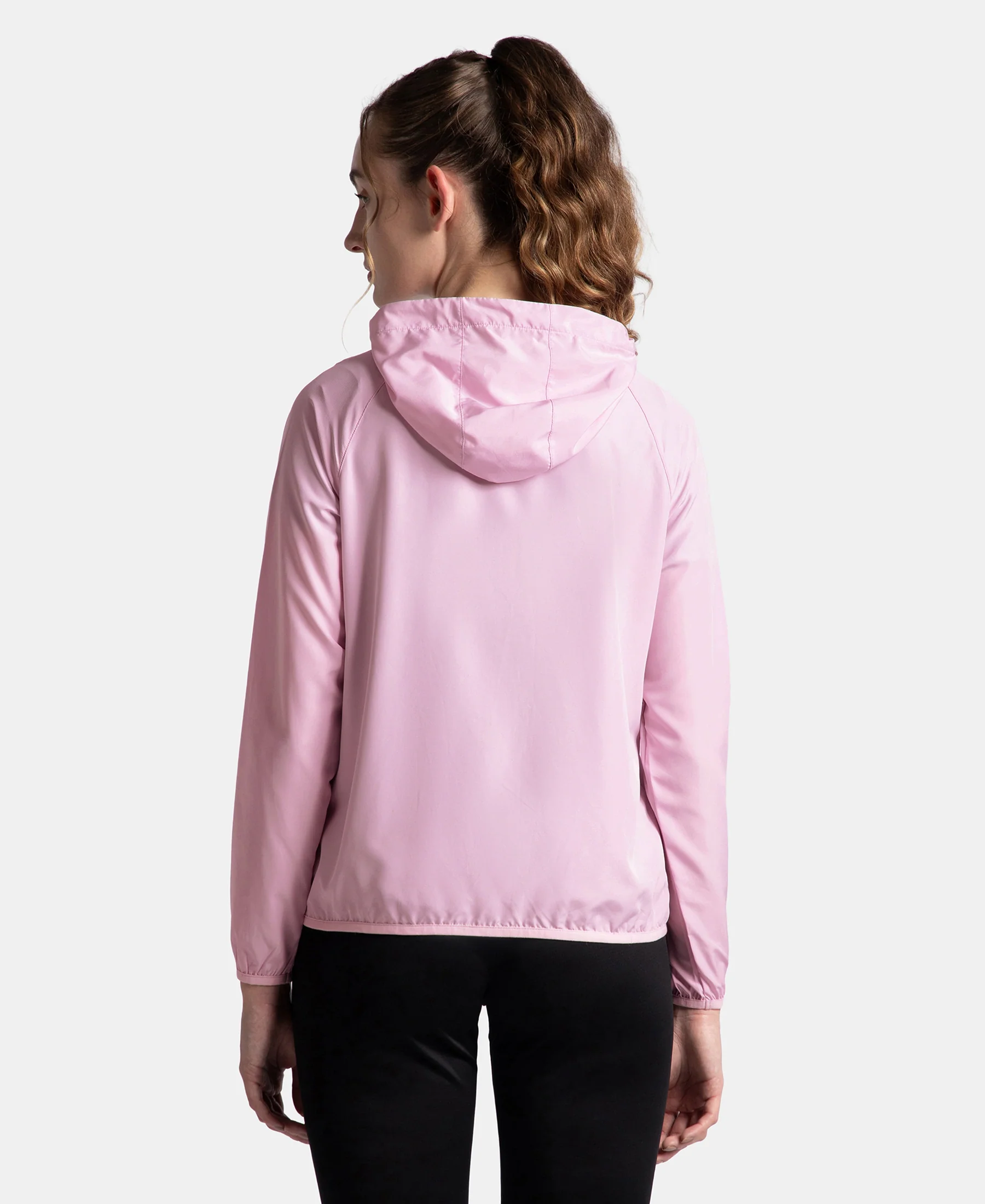 Microfiber Fabric Relaxed Fit Raglan Styled Water Resistant Hoodie Jacket - Winsome Orchid - Image 3