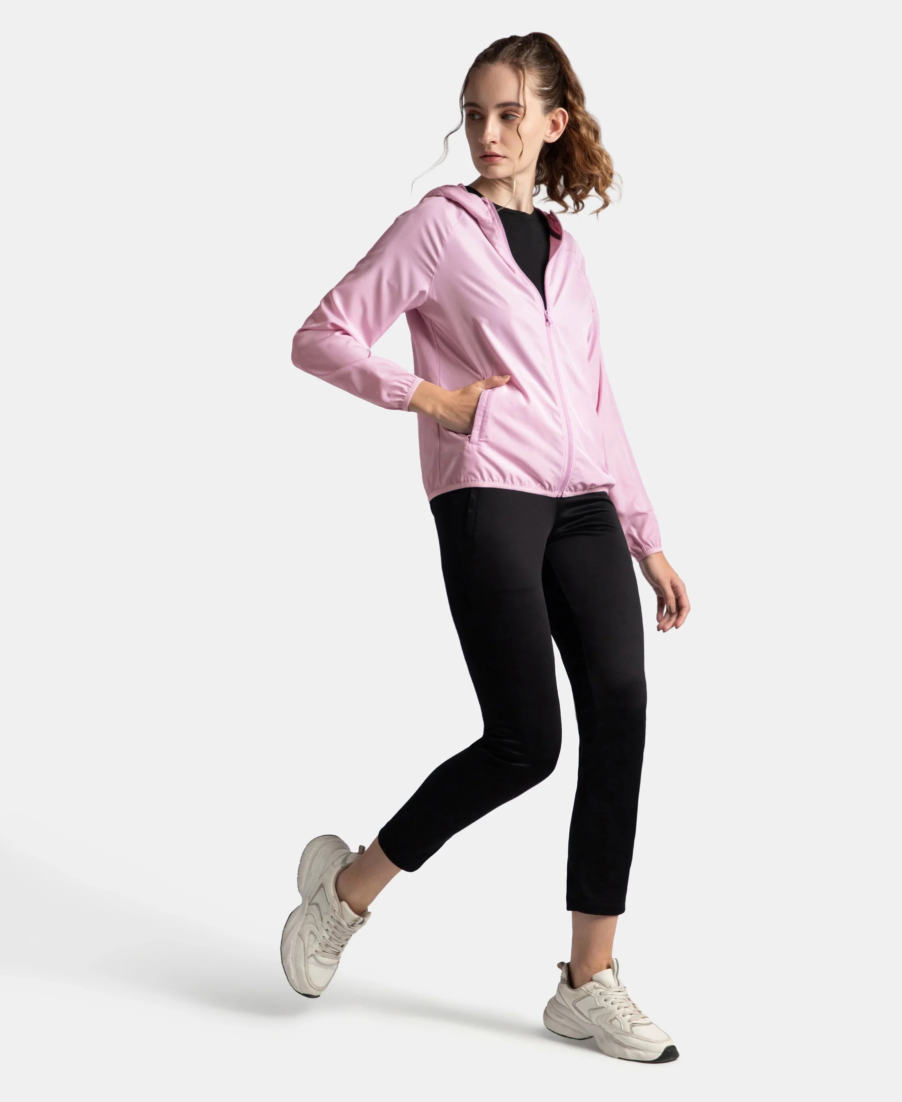 Microfiber Fabric Relaxed Fit Raglan Styled Water Resistant Hoodie Jacket - Winsome Orchid - Image 4