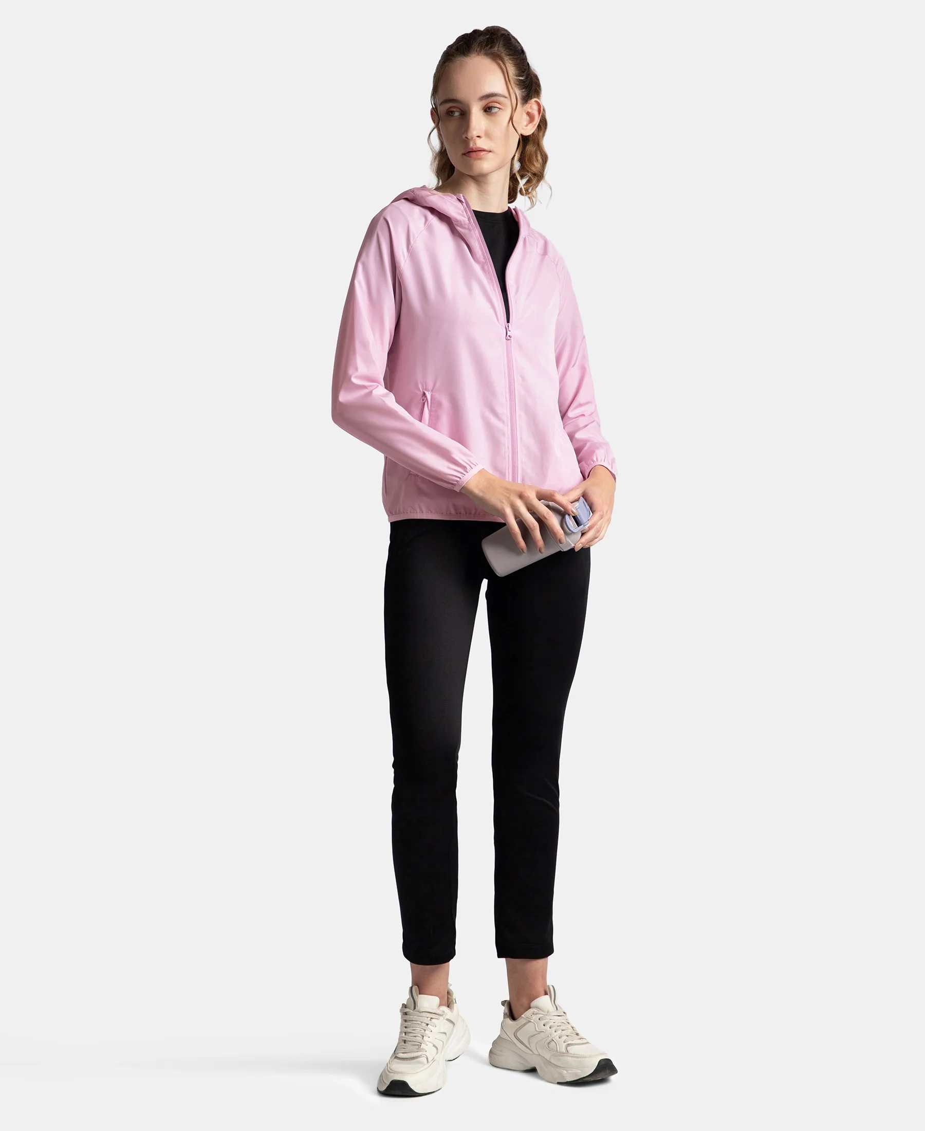 Microfiber Fabric Relaxed Fit Raglan Styled Water Resistant Hoodie Jacket - Winsome Orchid - Image 6