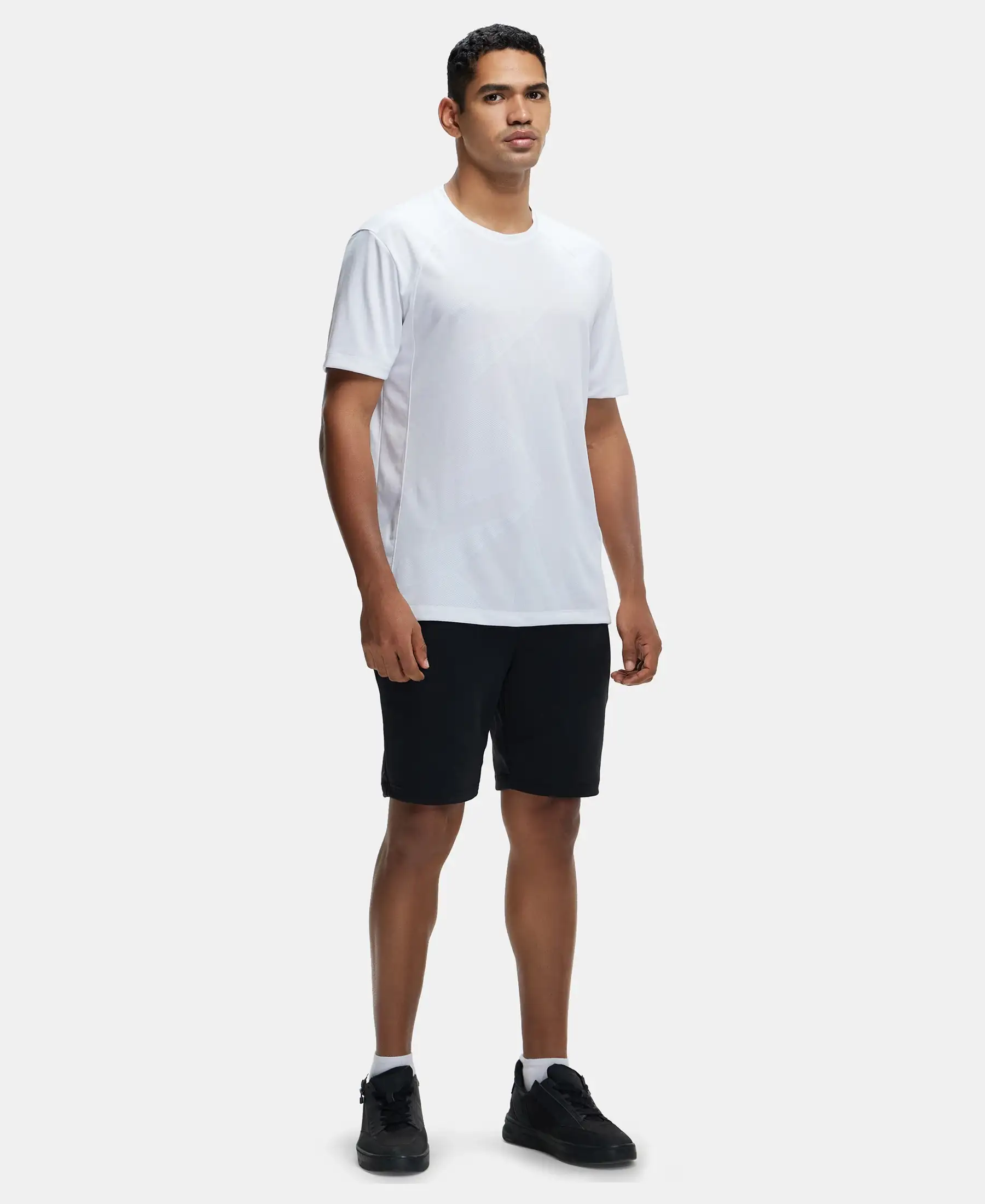 Microfiber Fabric Round Neck Half Sleeve T-Shirt with Breathable Mesh - White - Image 4