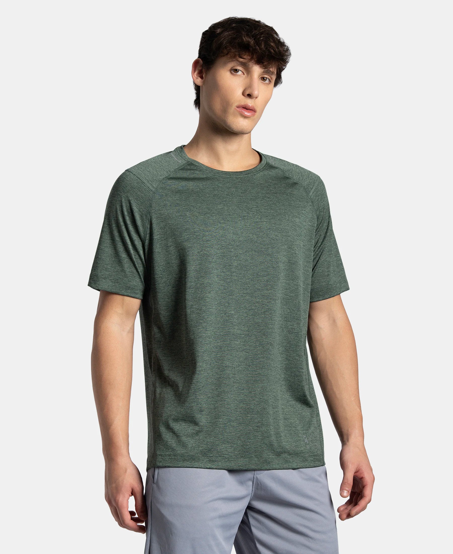 Microfiber Fabric Round Neck Half Sleeve T-Shirt with StayDry Tech - Duck Green Zebra - Image 2