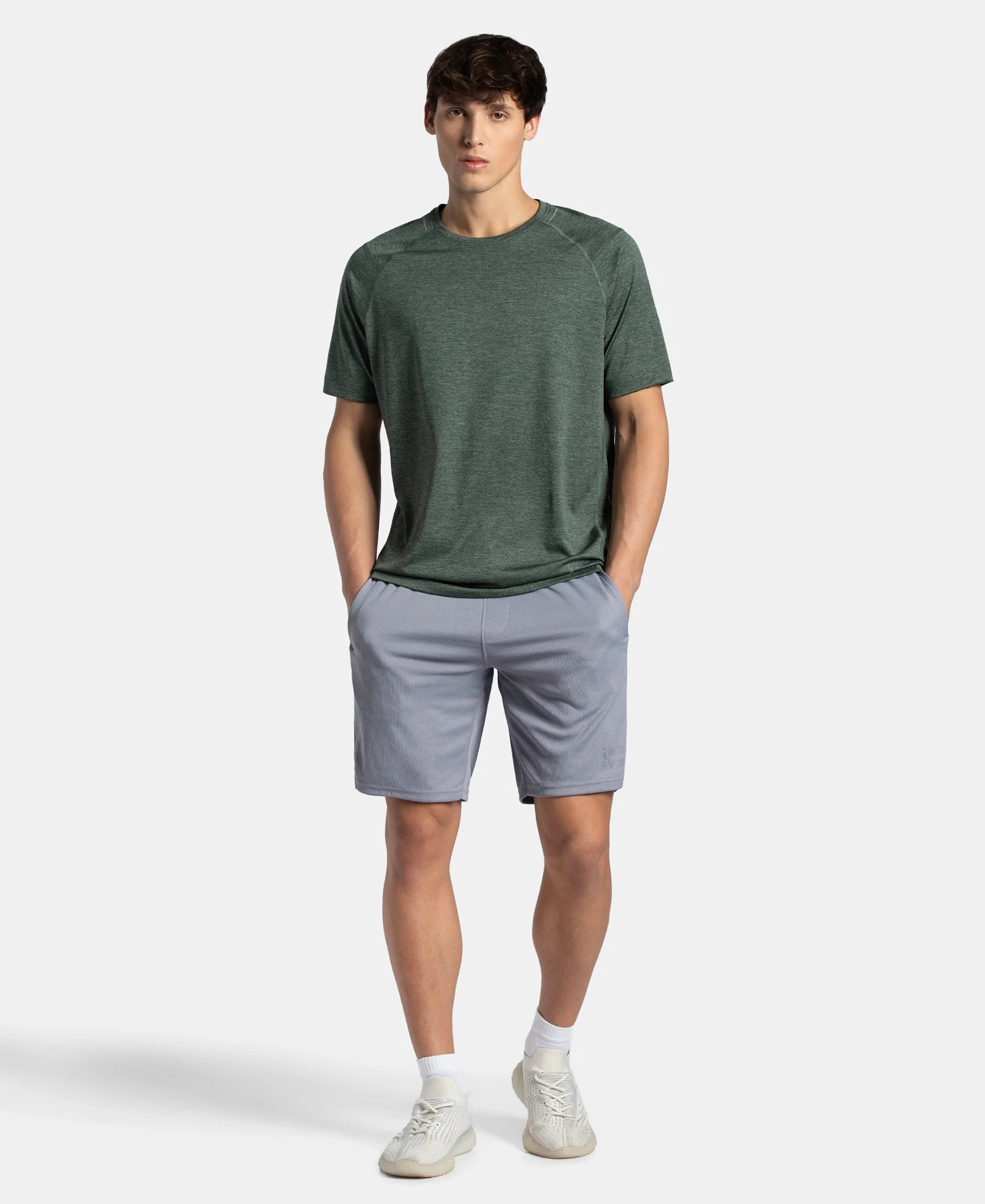 Microfiber Fabric Round Neck Half Sleeve T-Shirt with StayDry Tech - Duck Green Zebra - Image 4
